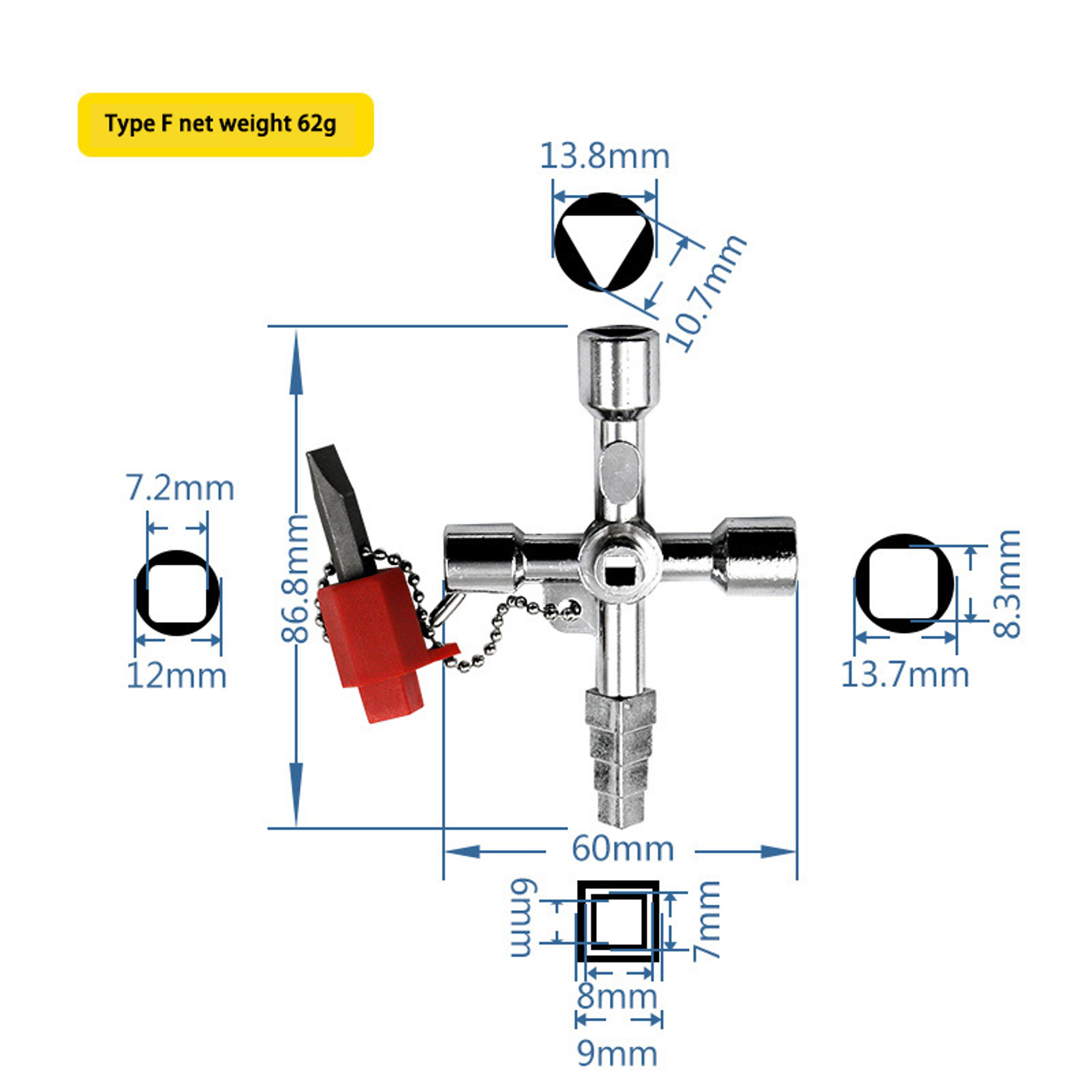 4 In 1 Utility Cabinet Key Wrench Water Meter Valve Tool And Screwdriver 10
