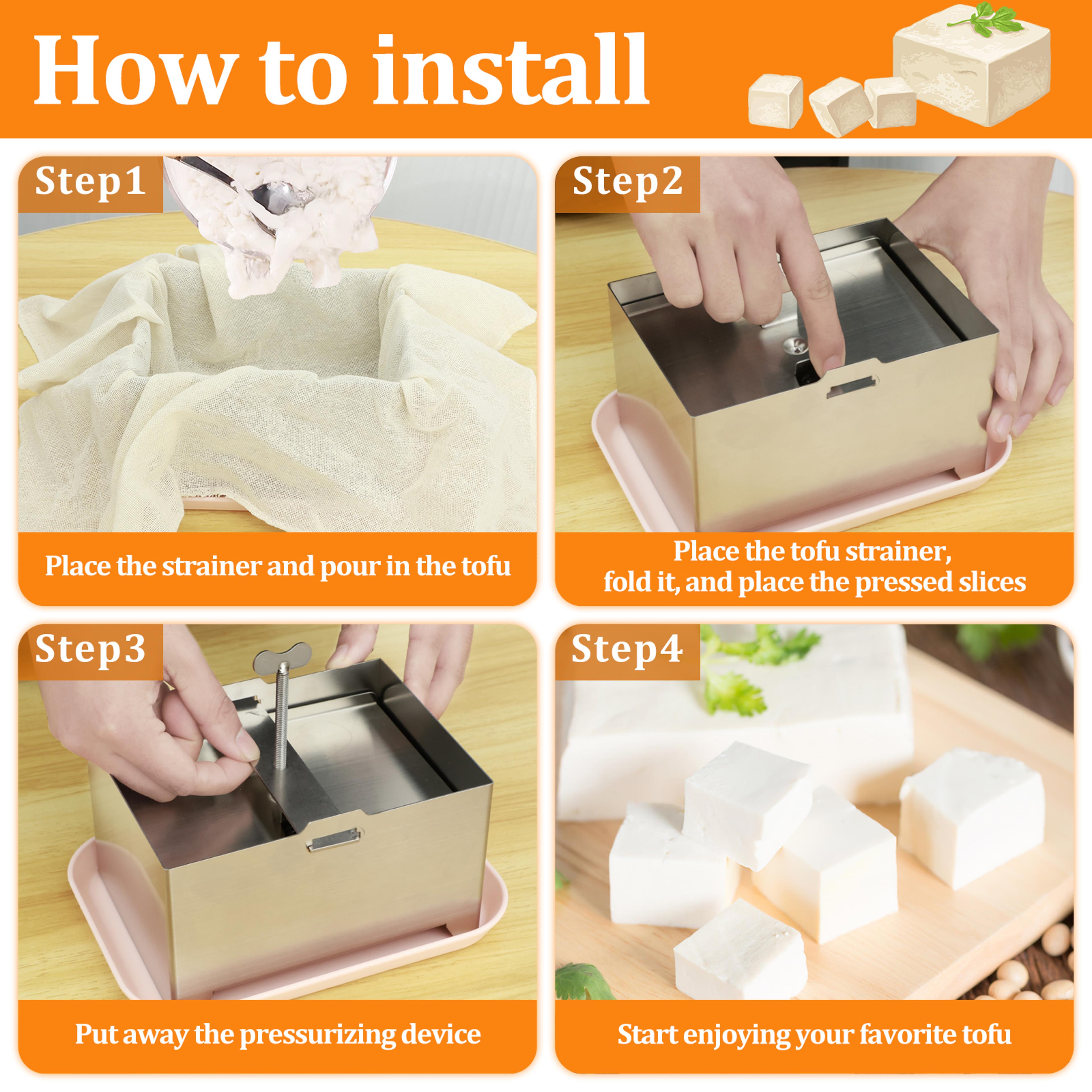 Stainless Steel Tofu Press Kit Adjustable Tofu Maker With Drip Tray 2