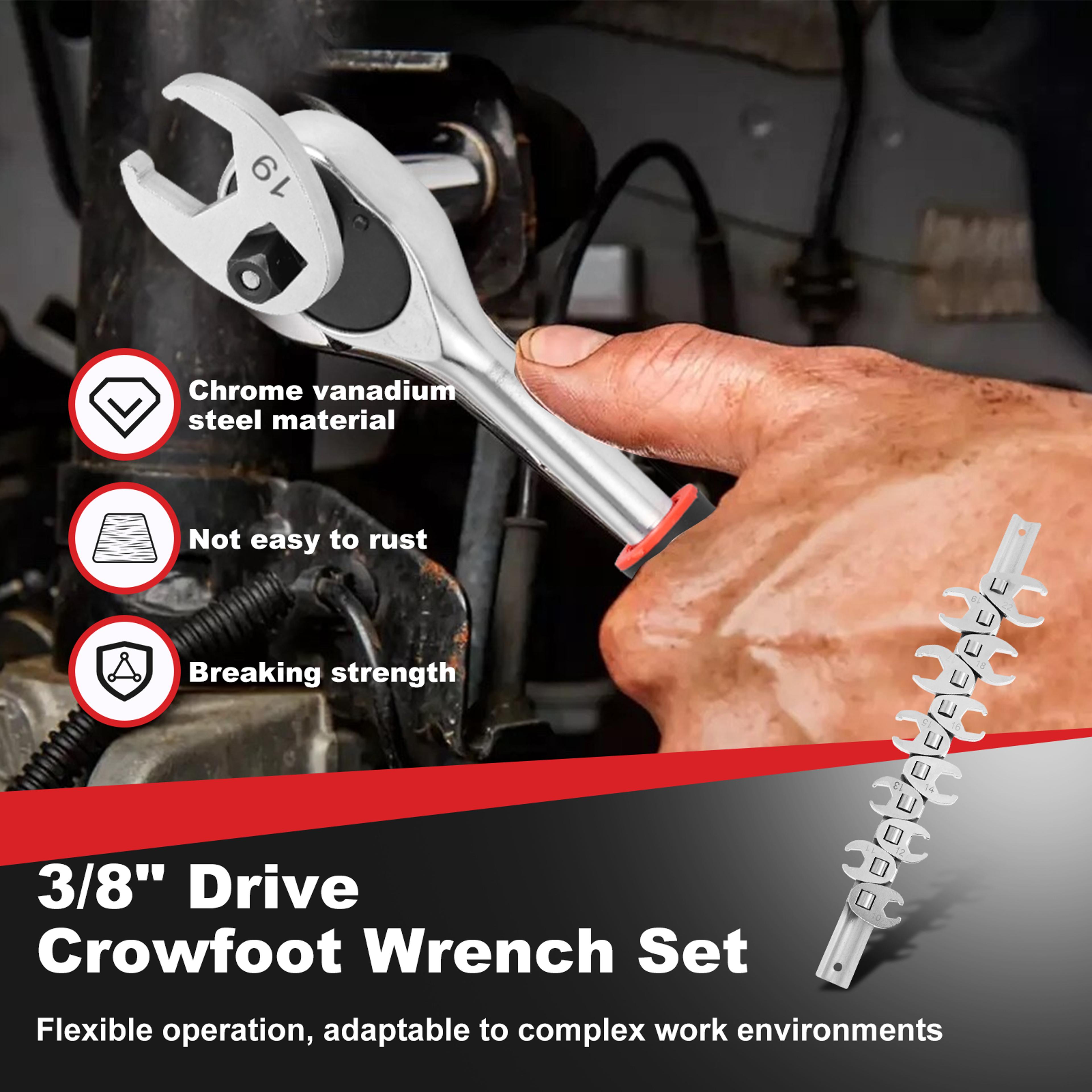 Metric Flare Nut Crowfoot Wrench Set 38 Inch Drive 10 To 22 Mm 4