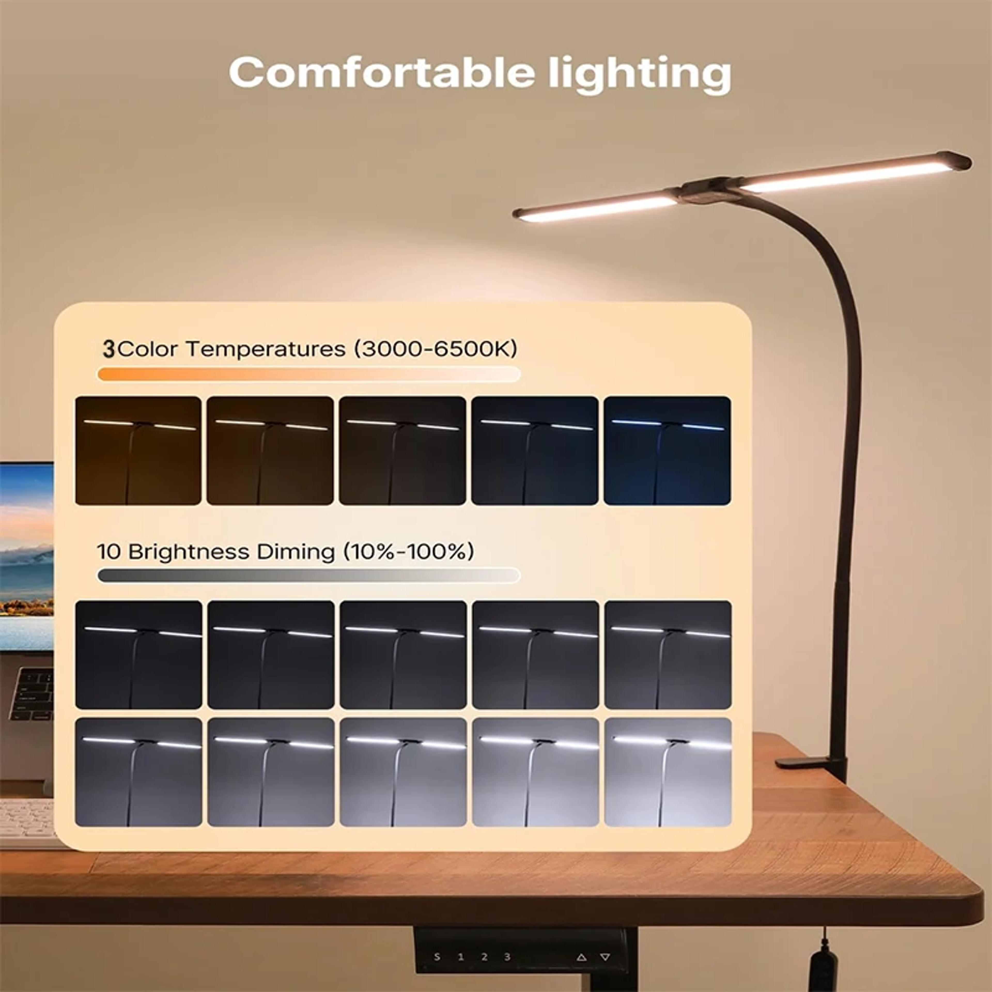 Dual Head LED Desk Lamp With Clamp Adjustable Architect Desk Light 4