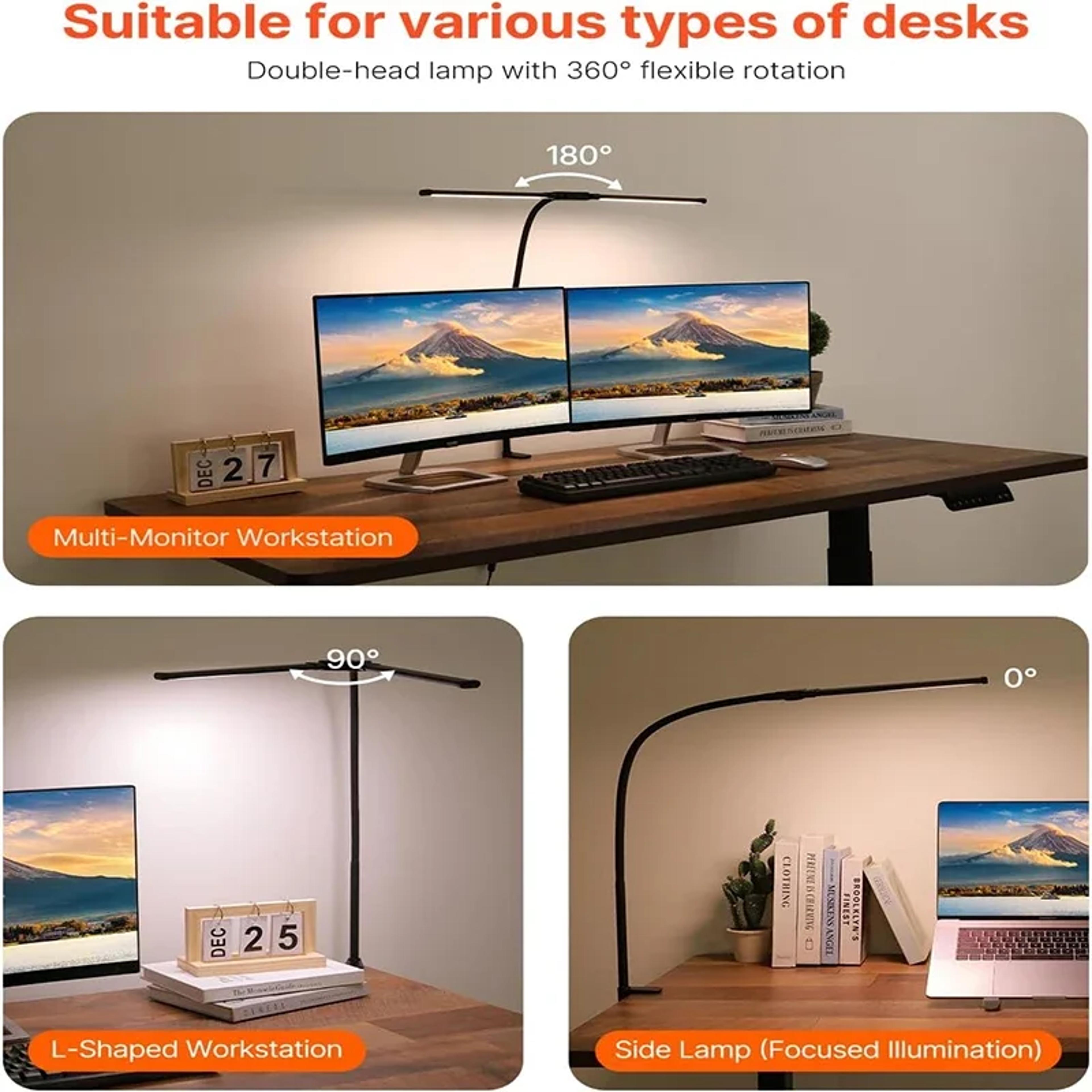 Dual Head LED Desk Lamp With Clamp Adjustable Architect Desk Light 2