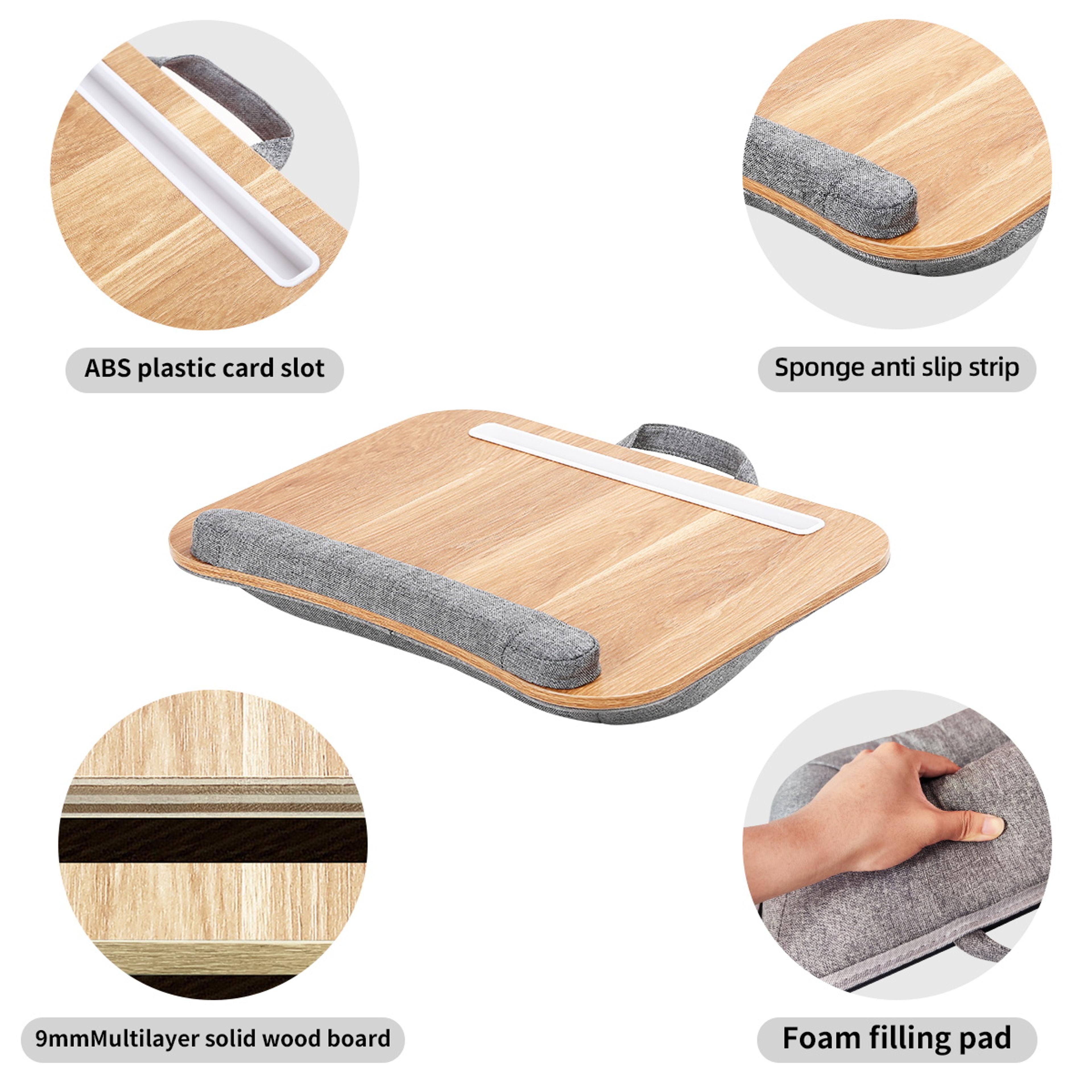 Portable Cushioned Laptop Lap Desk With Device Slots For Bed Sofa Study And Work 5