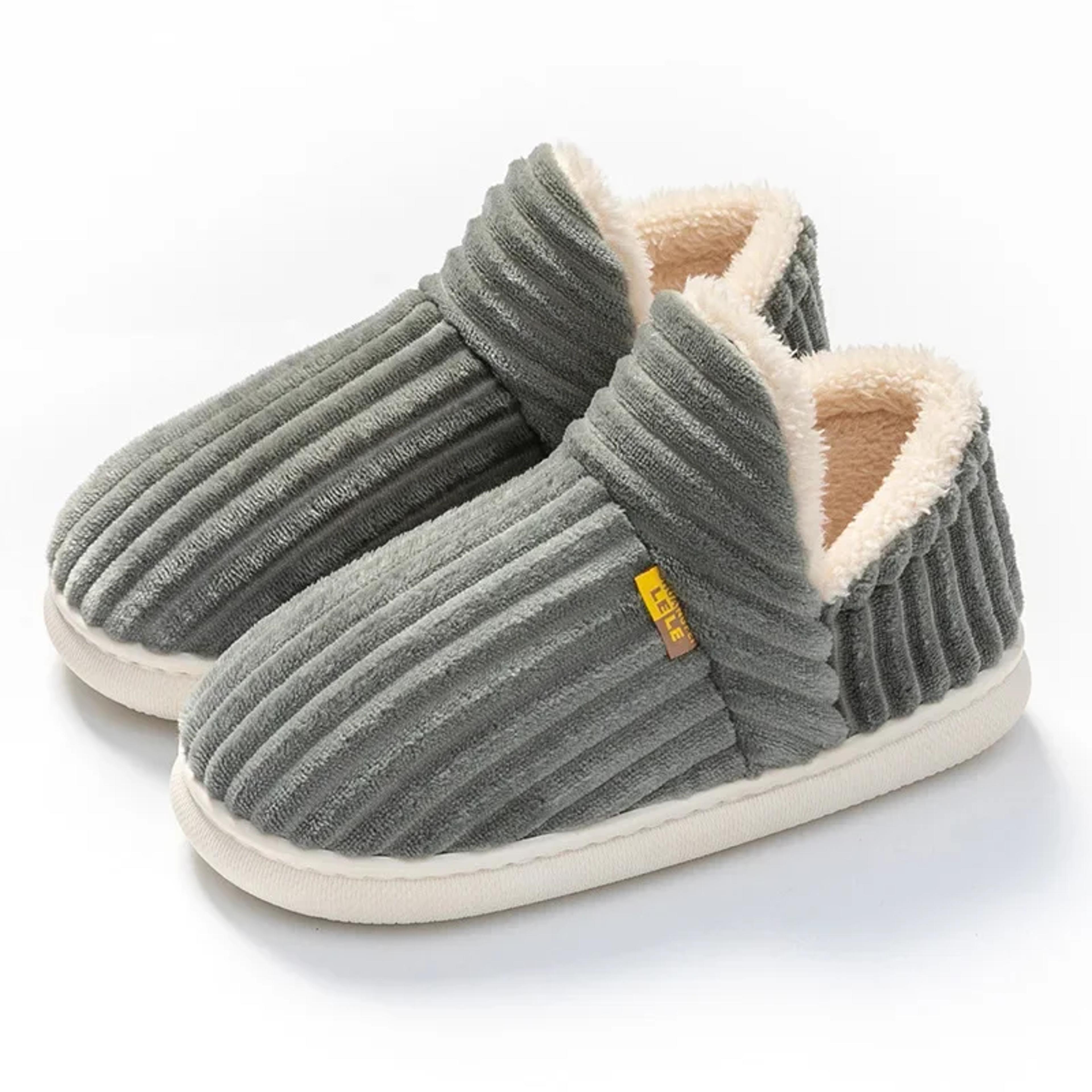 women's winter plush slippers with non-slip pvc sole