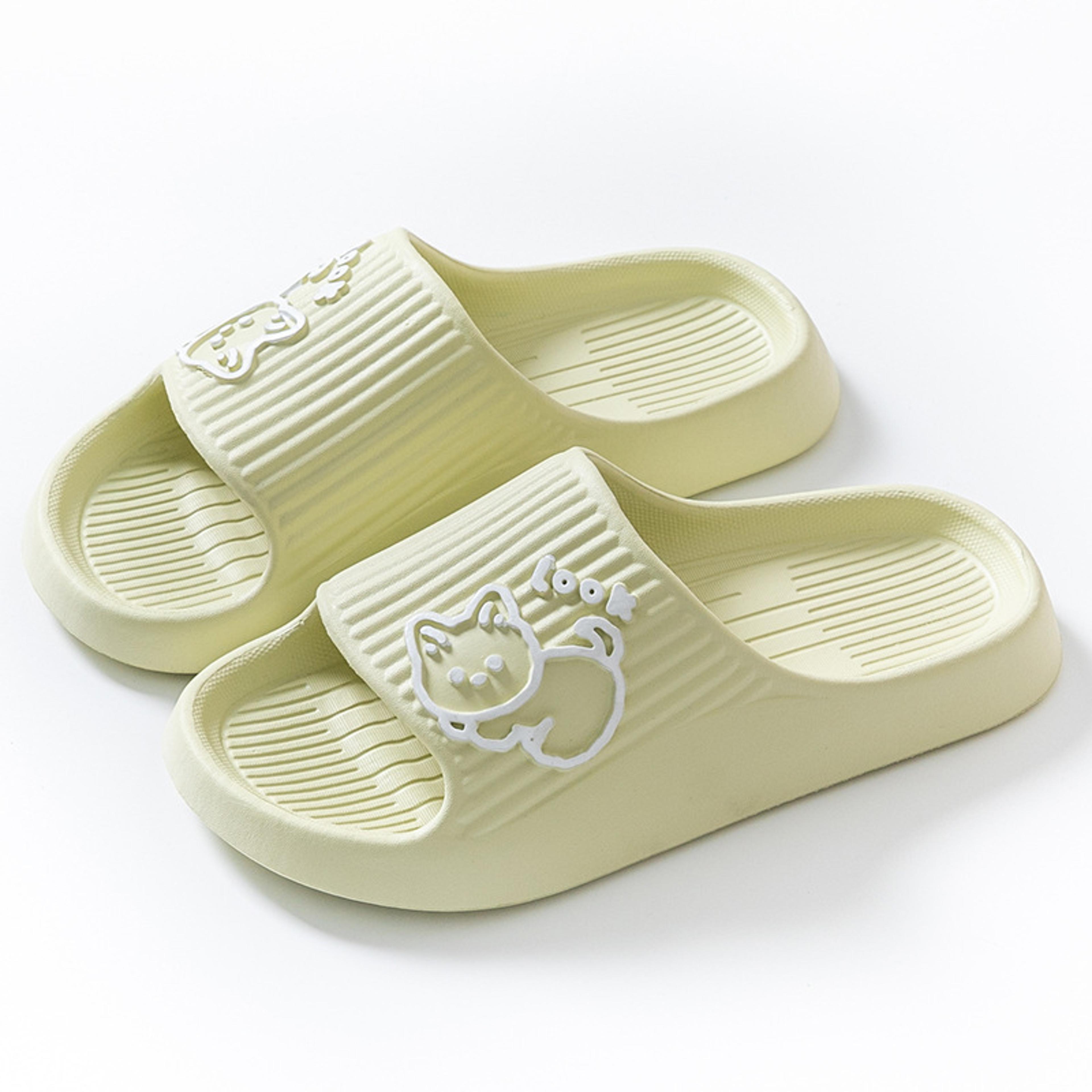 women's eva cat cartoon bathroom slides with non-slip sole