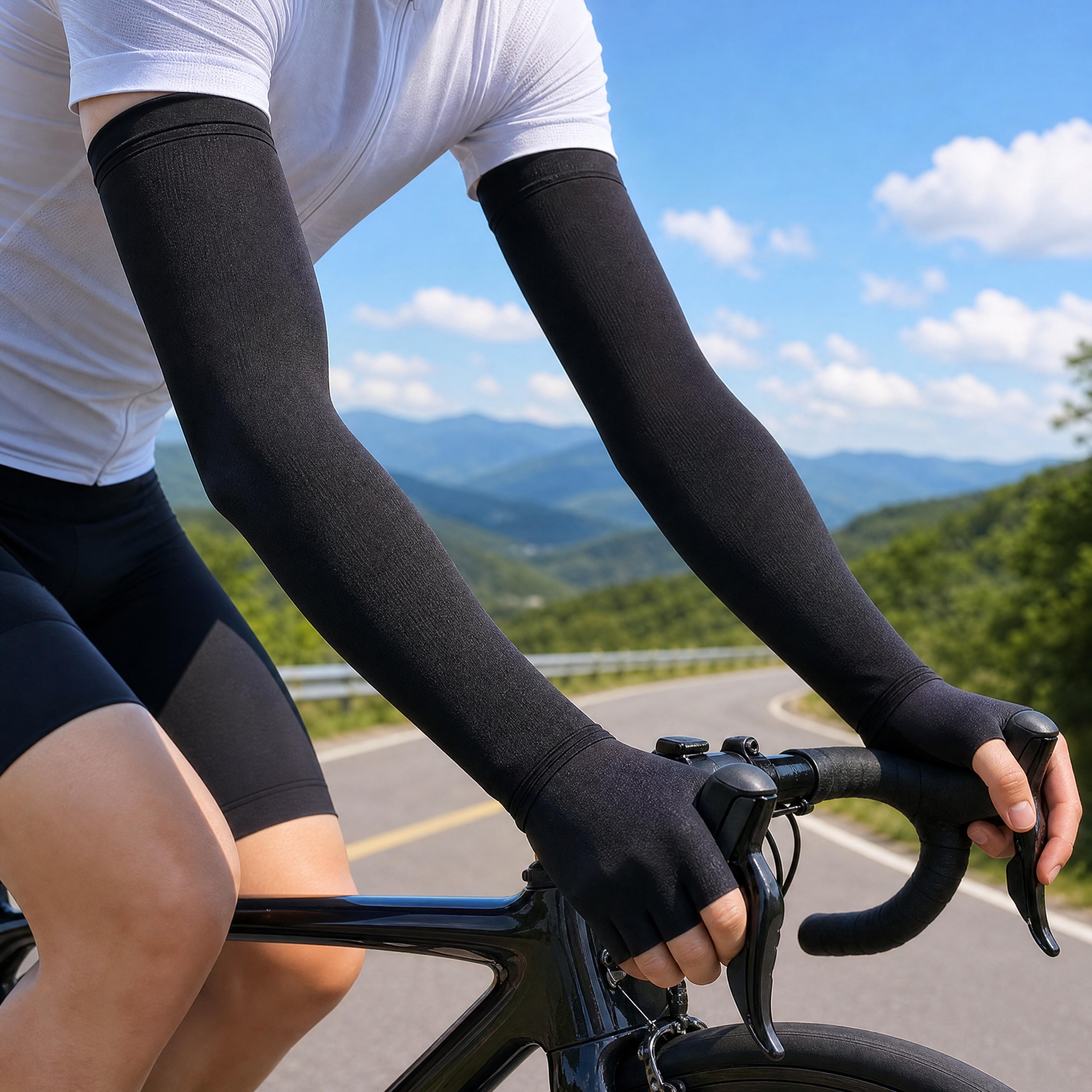 Ice Silk Sun Protective Arm Sleeves UPF 50 Breathable Polyester For Cycling And Sports 2
