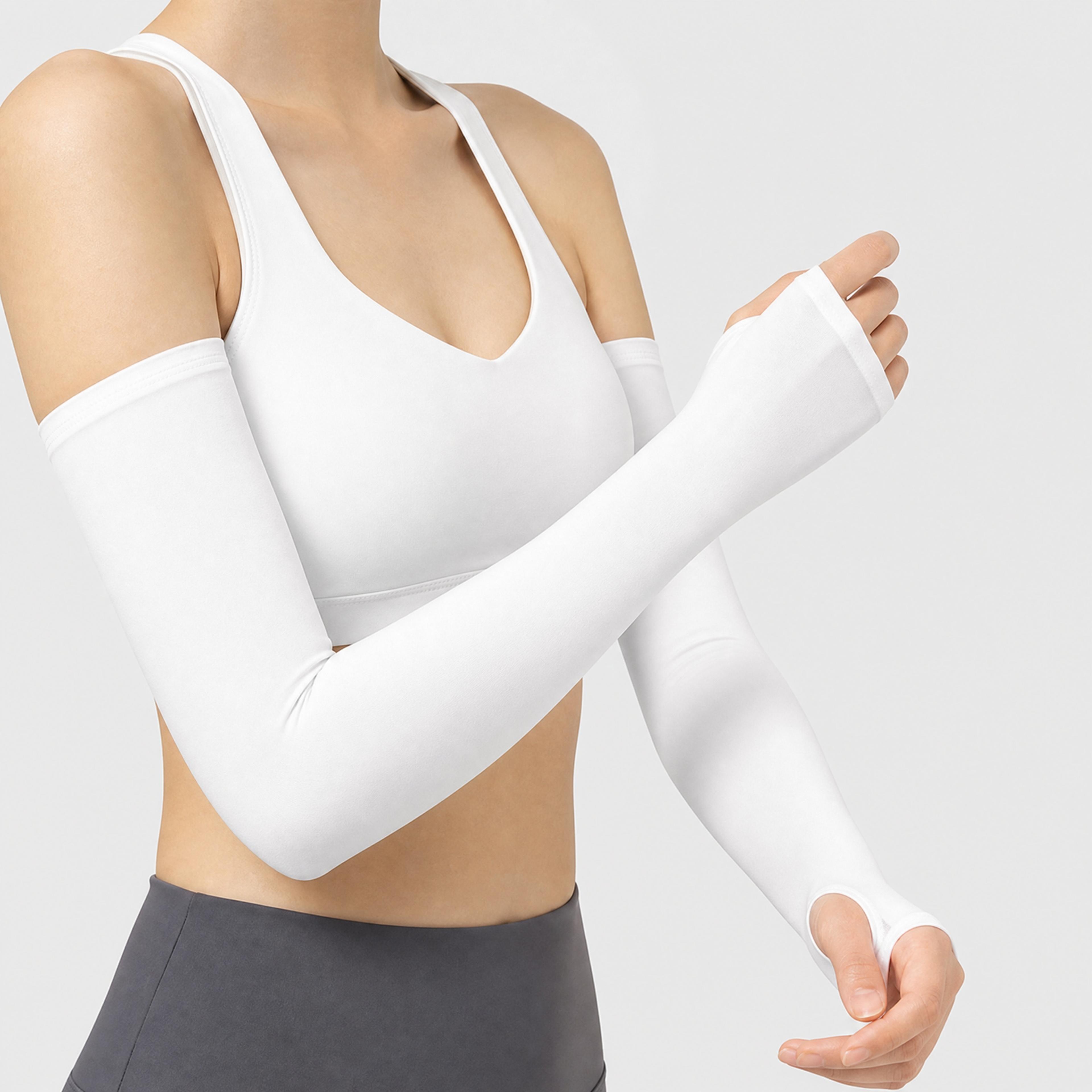 Ice Silk Sun Protective Arm Sleeves UPF 50 Breathable Polyester For Cycling And Sports 3