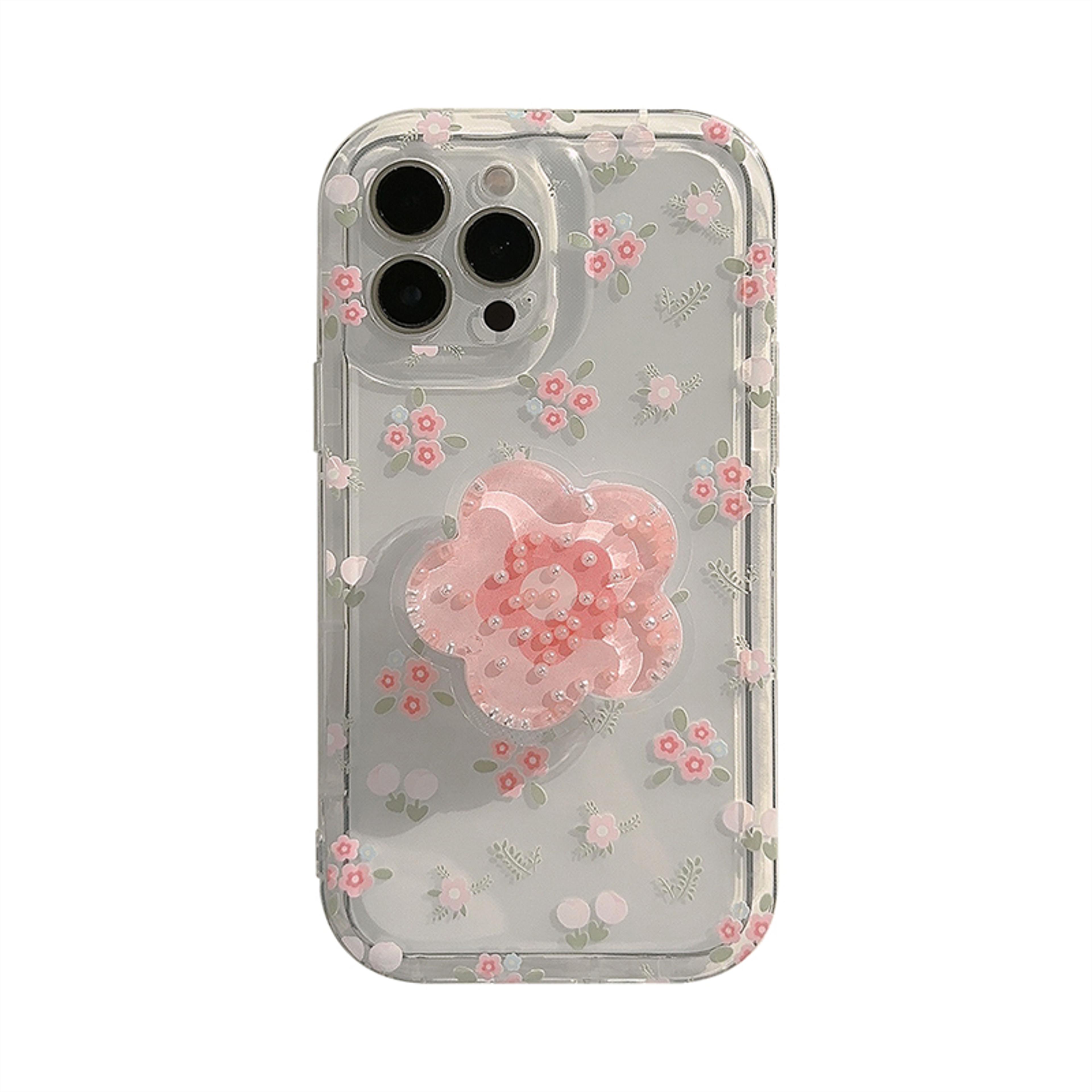 floral quicksand iphone case with holder clear full coverage pc tpu cover