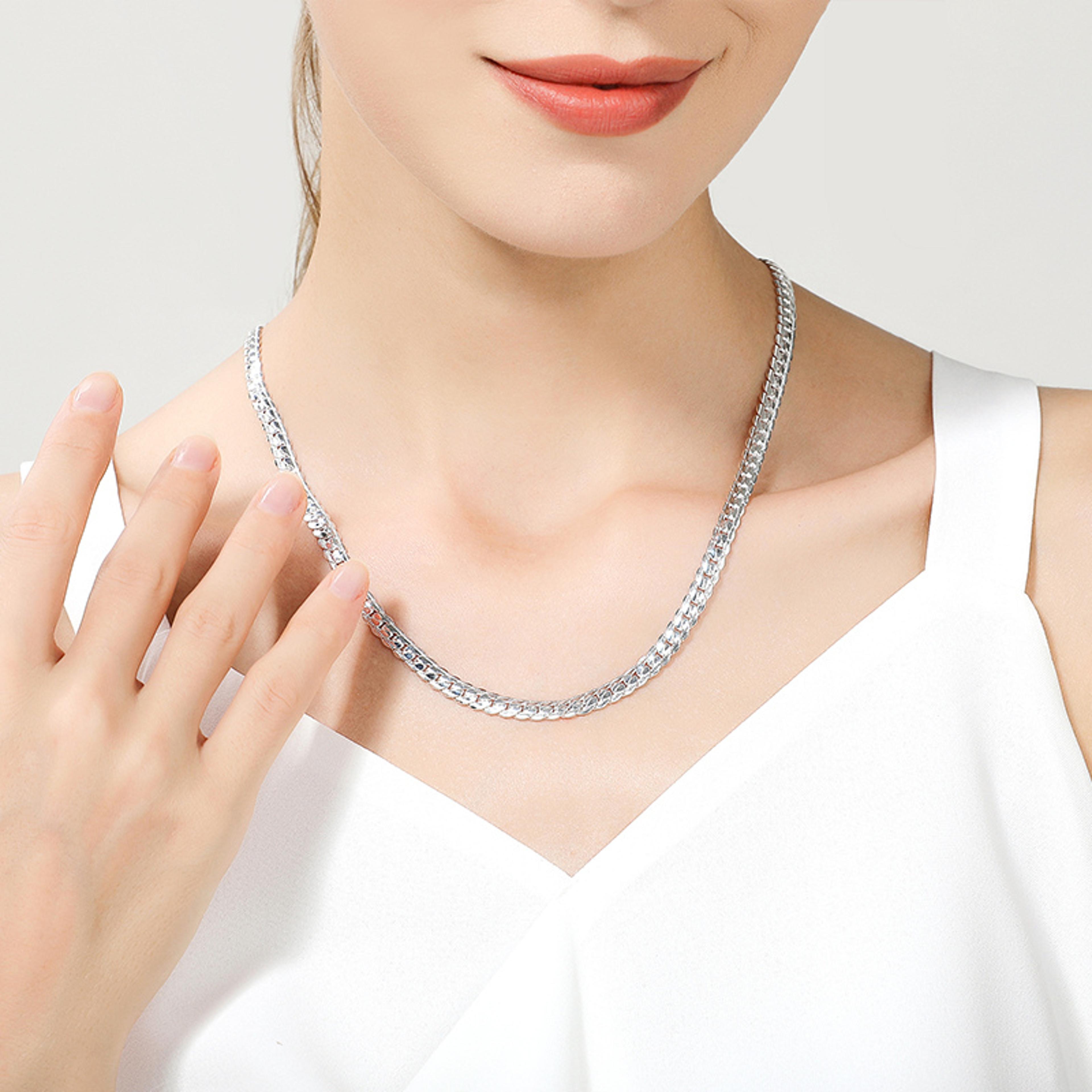 925 sterling silver 6mm link chain necklace for men and women