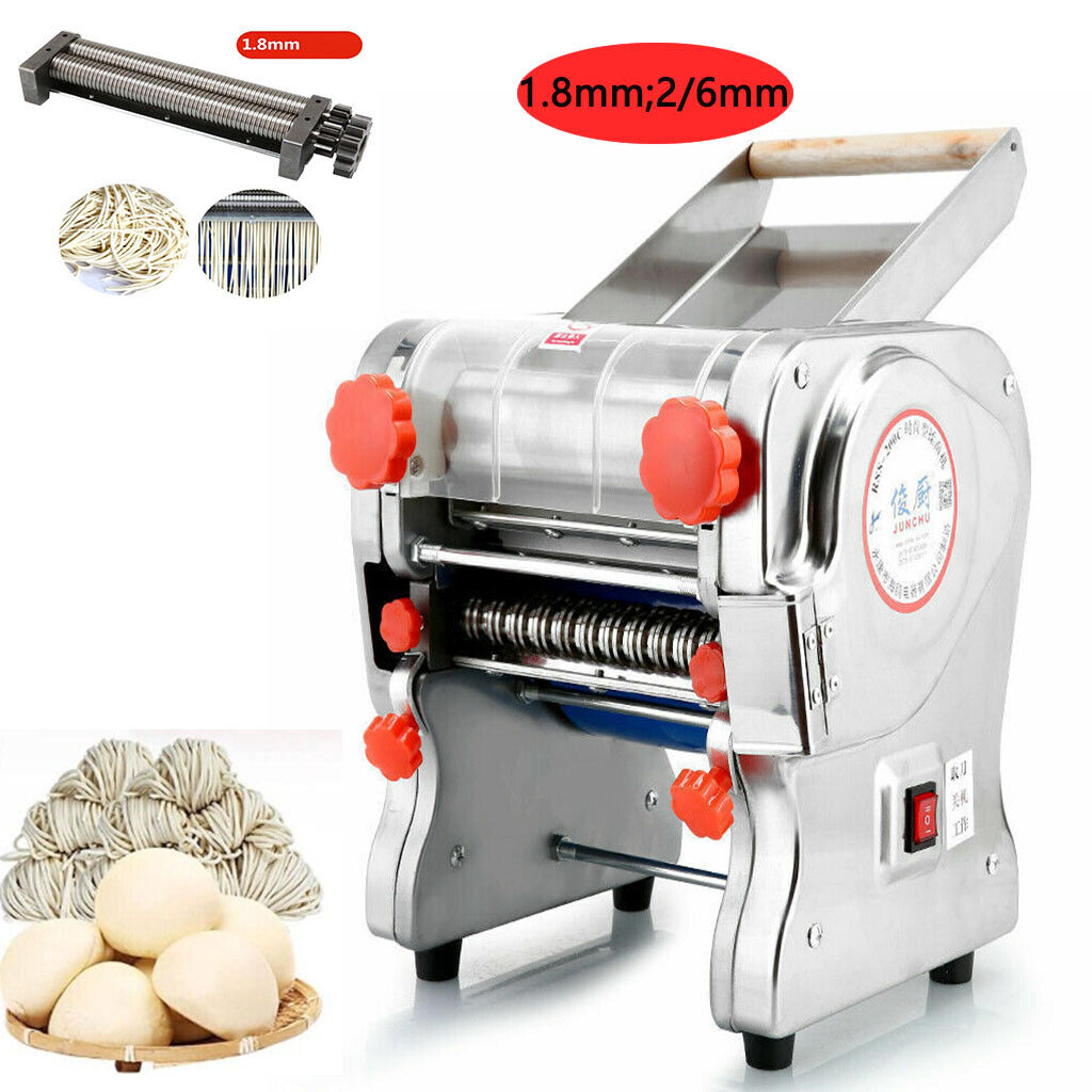 550w electric pasta maker stainless steel noodle machine with dual cutter and adjustable dough roller