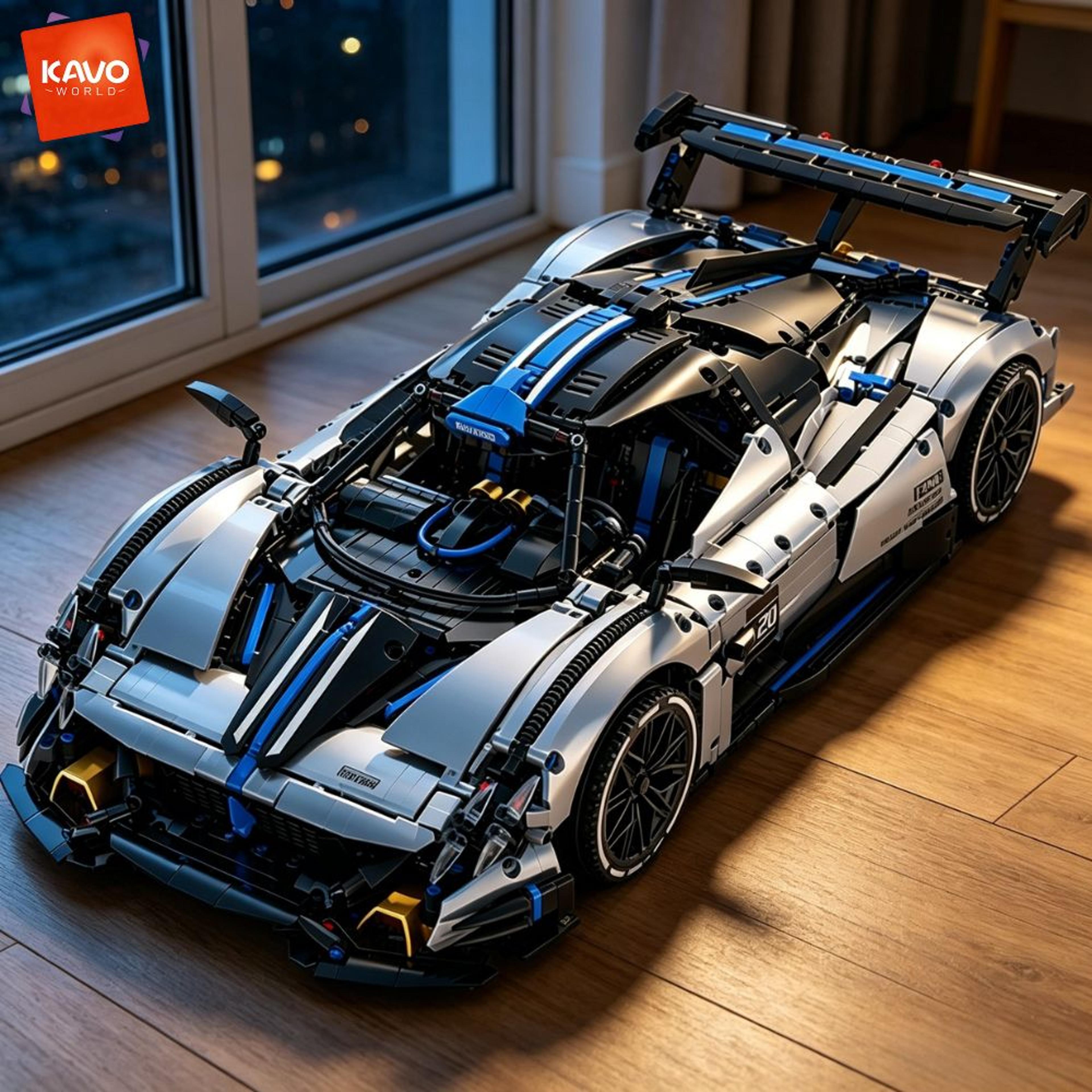 3526-piece 1:8 sports car building blocks set with mechanical features