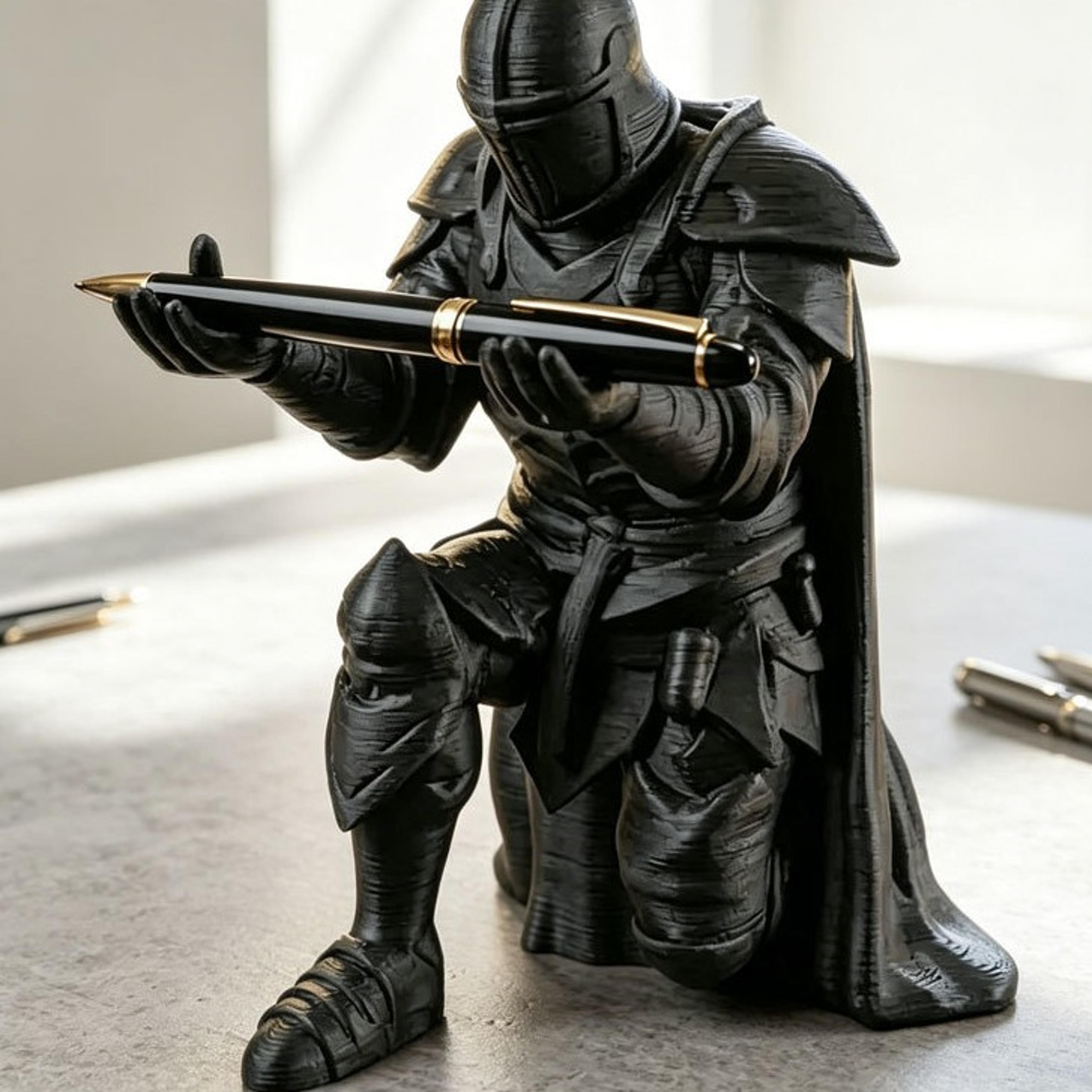 3d printed medieval knight pen holder plastic warrior desk organizer