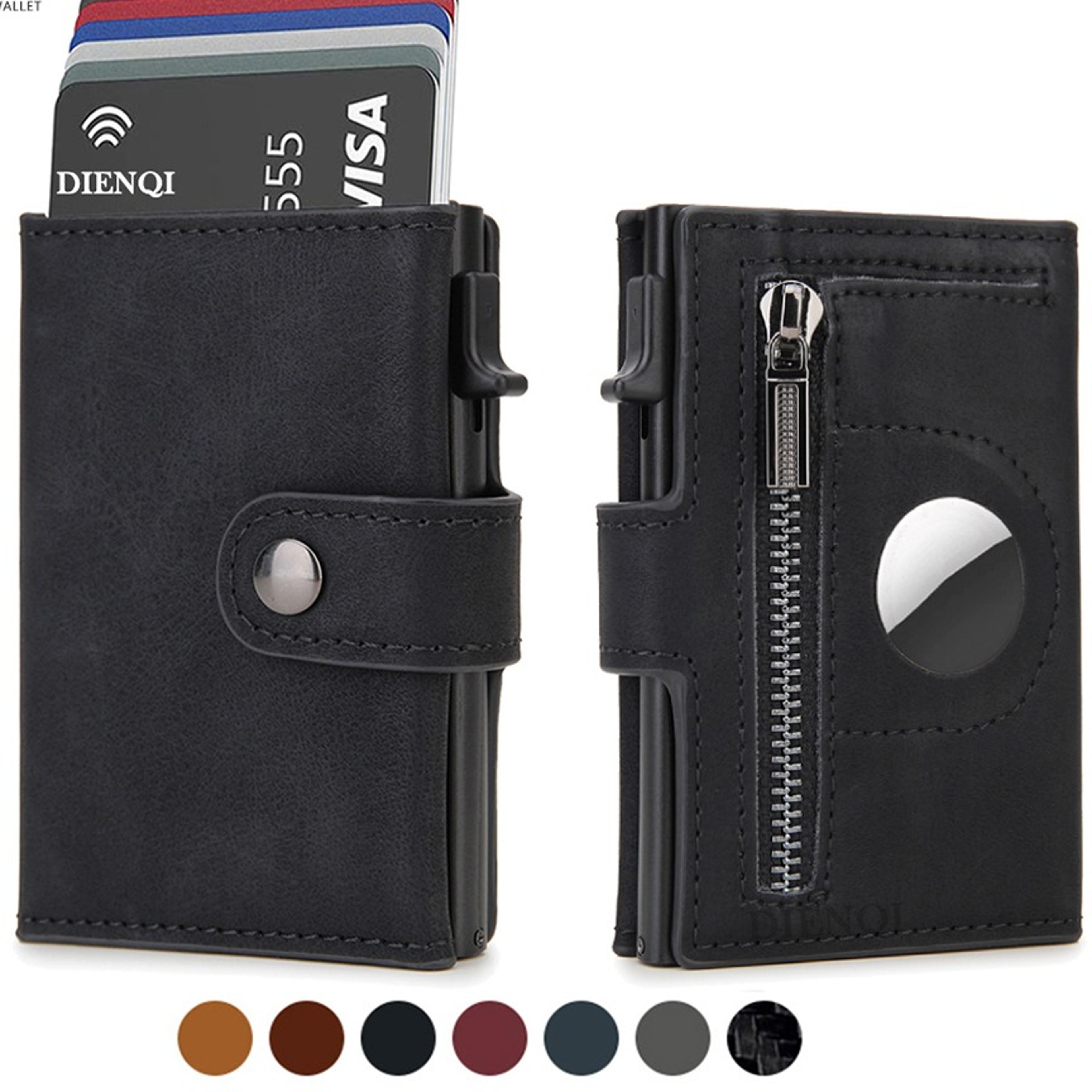 rfid slim wallet with airtag pocket and 7 card capacity