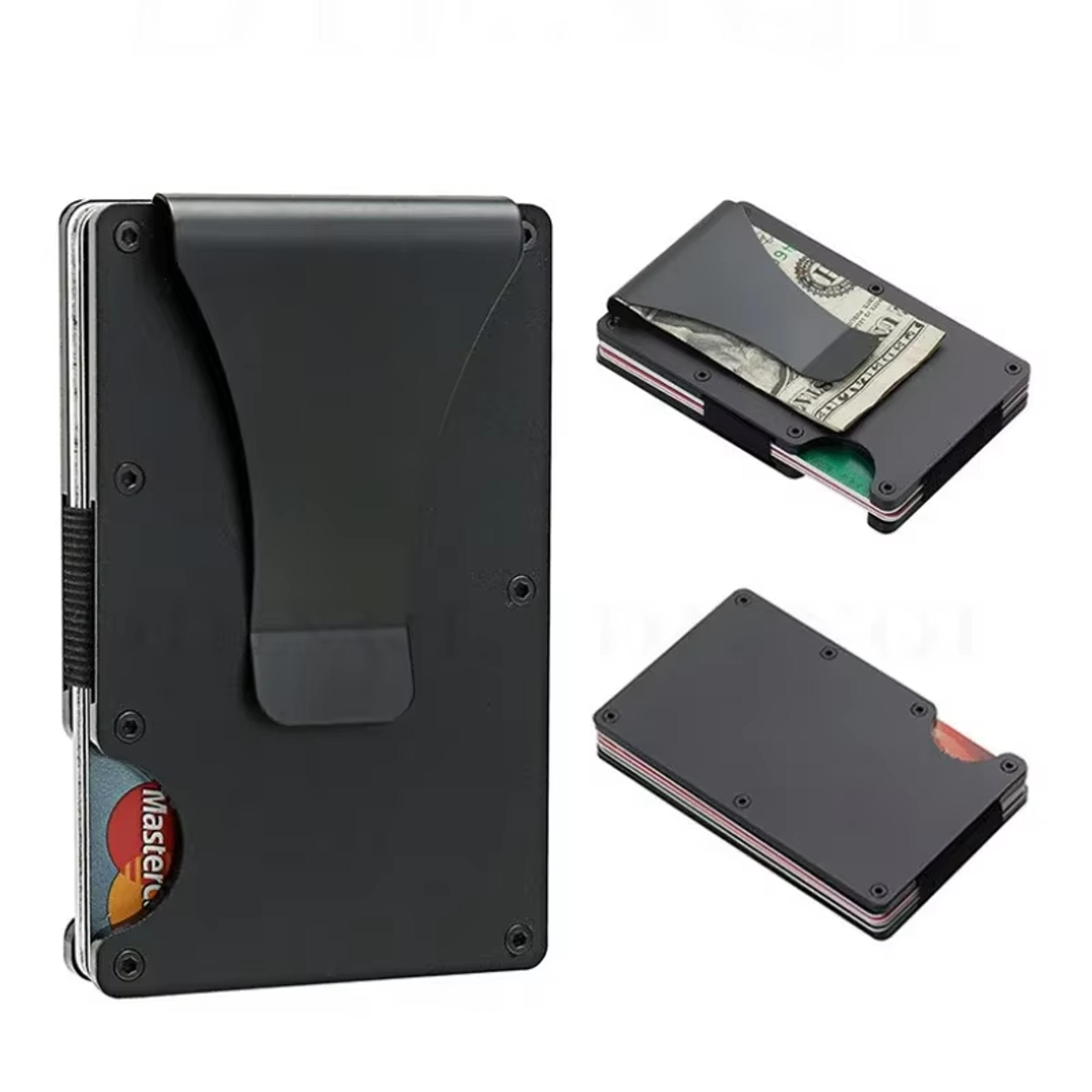 slim rfid blocking metal wallet with money clip and card holder
