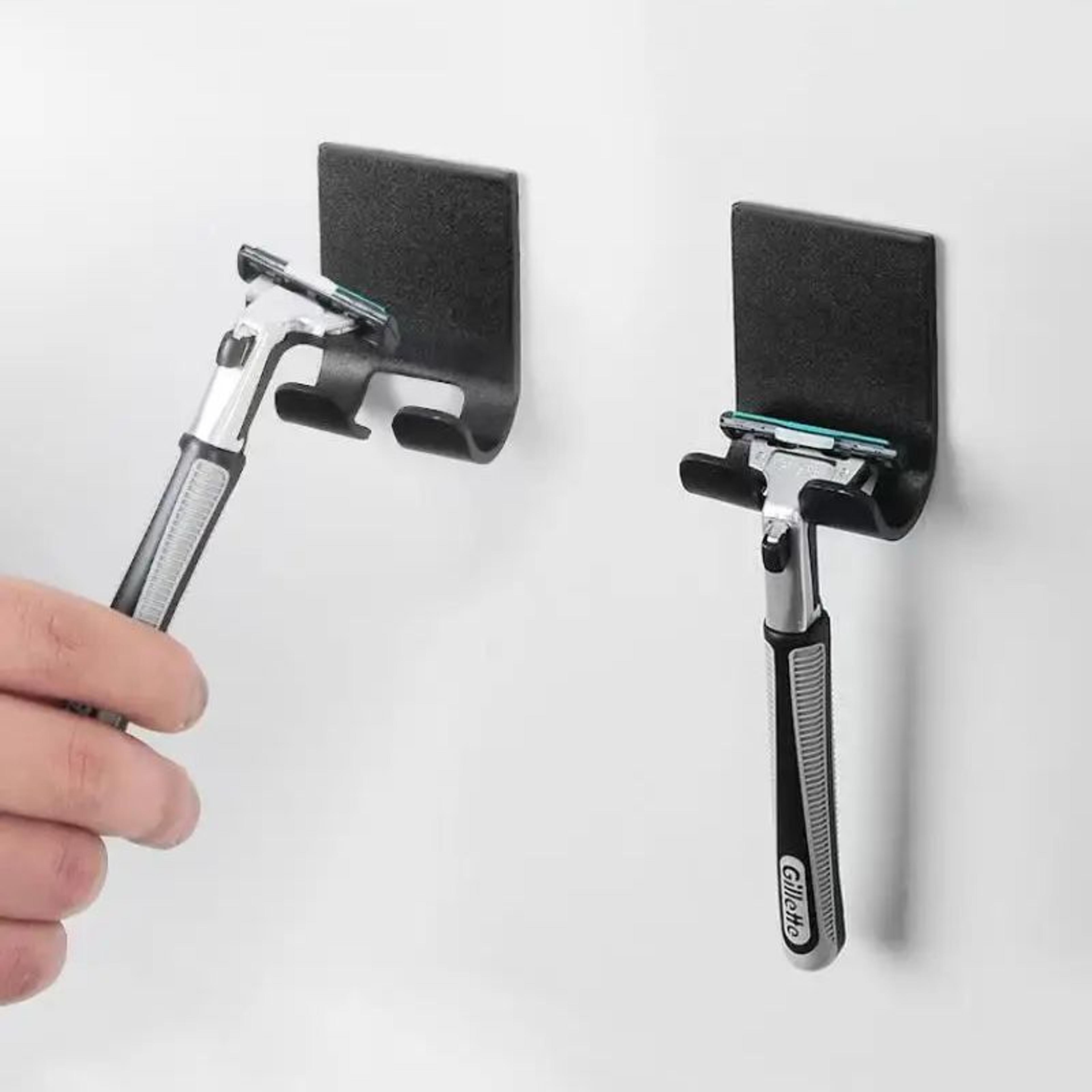 stainless steel razor holder punch free bathroom shaver storage hook