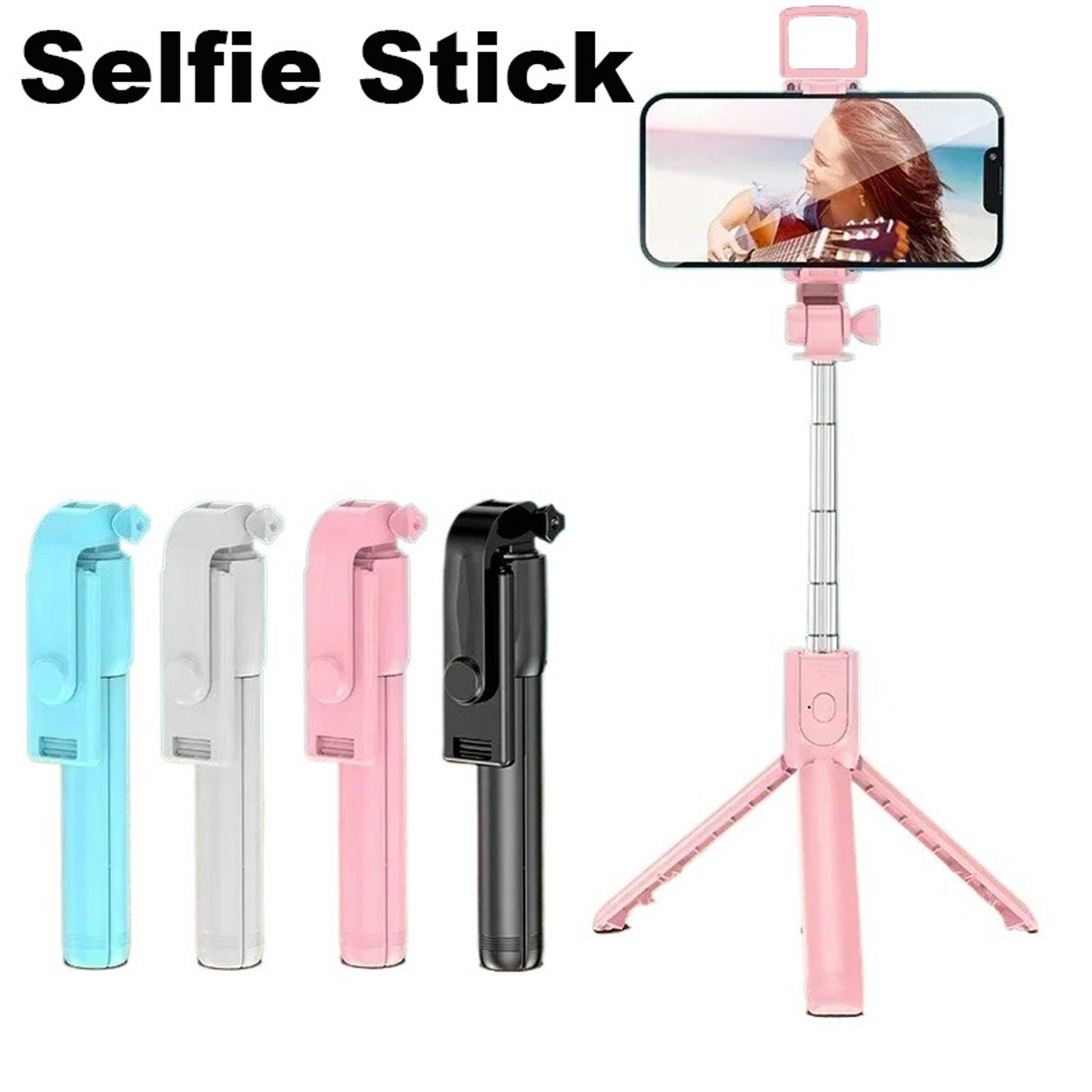 expandable 3-in-1 selfie stick tripod with bluetooth remote and fill light