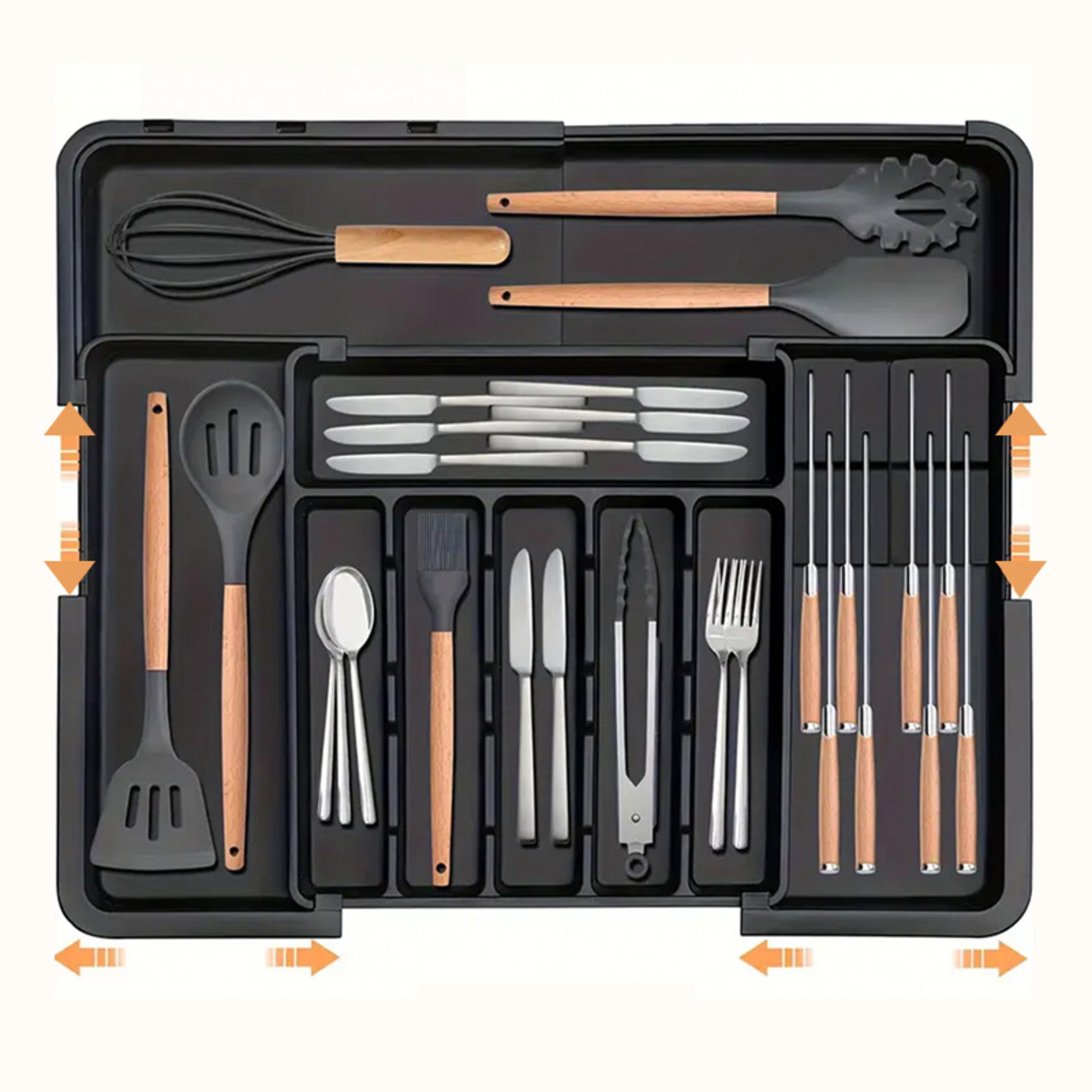 bpa free expandable cutlery tray kitchen drawer organizer for silverware