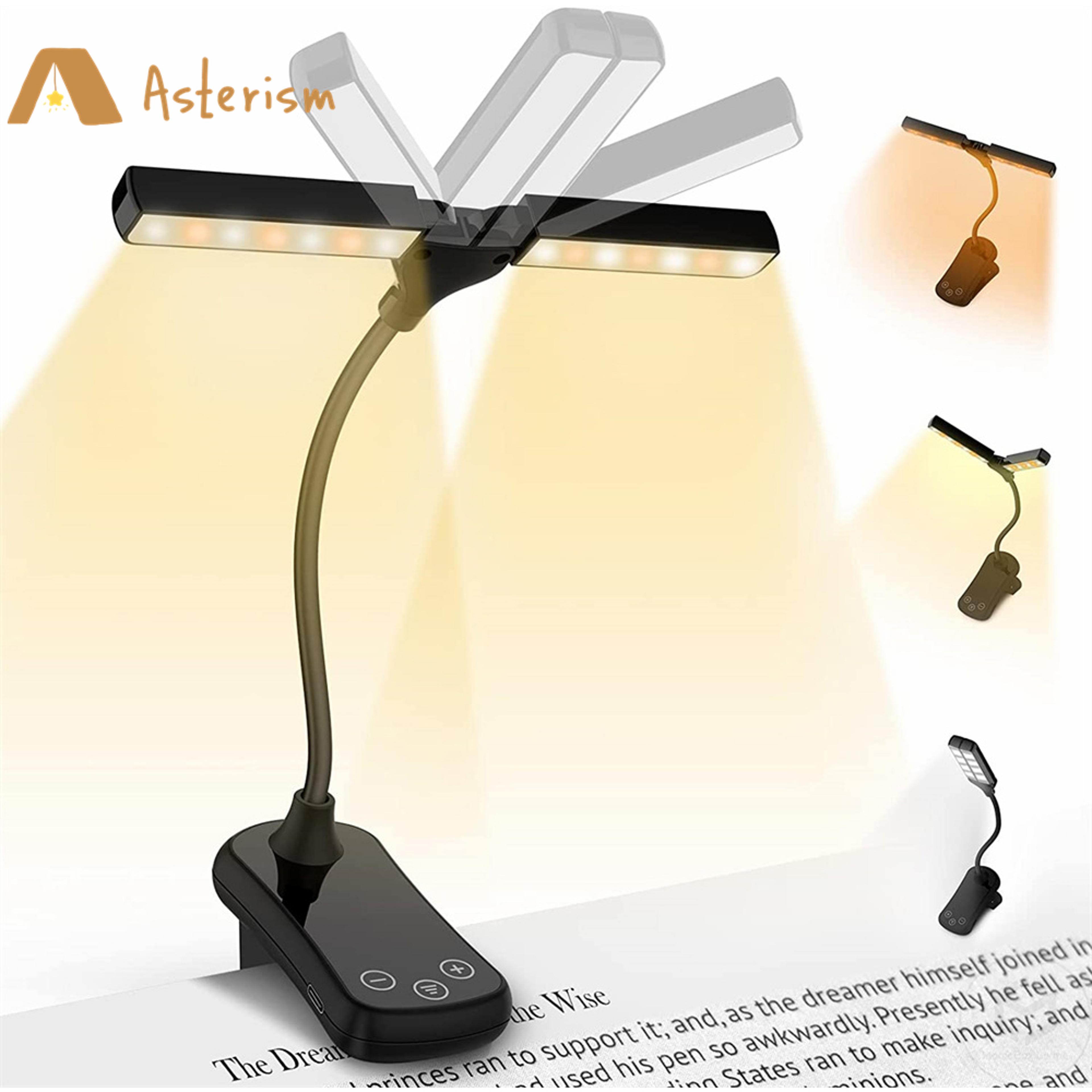 rechargeable led book light with adjustable clip 3 colors and 8 brightness levels