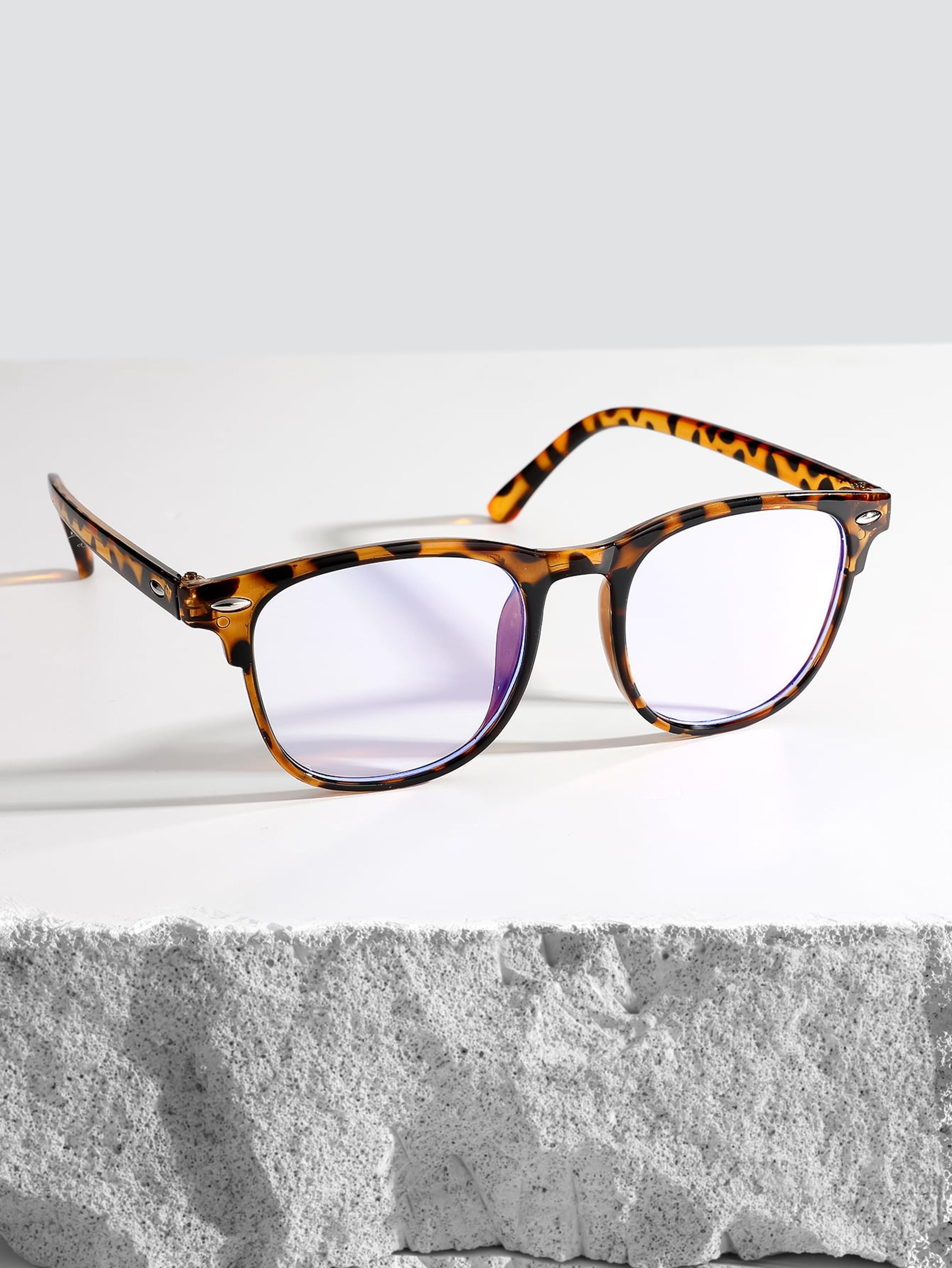 unisex square anti blue light glasses with clear plastic lenses and plastic frame