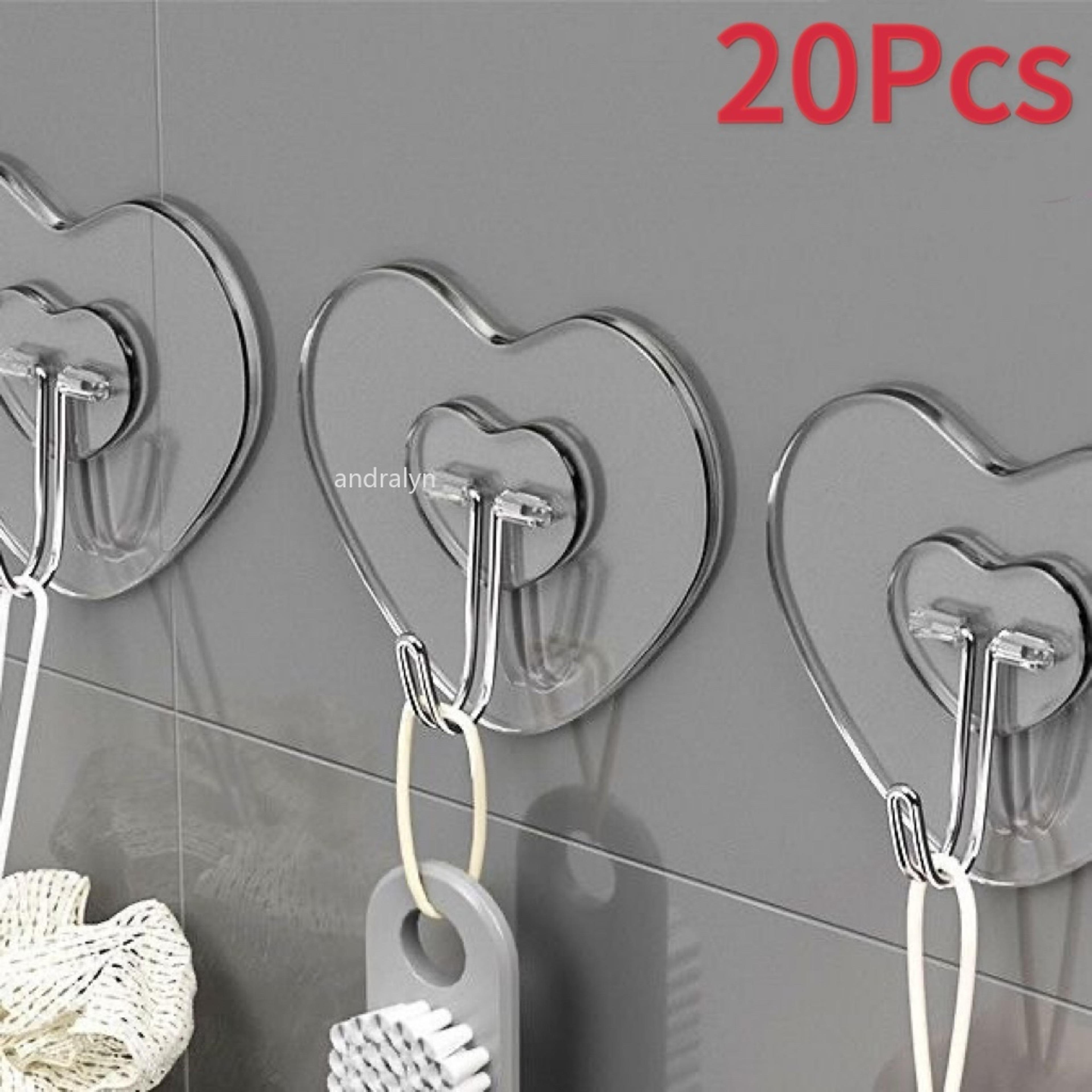 heart shaped self adhesive hooks transparent pp multi purpose wall hangers