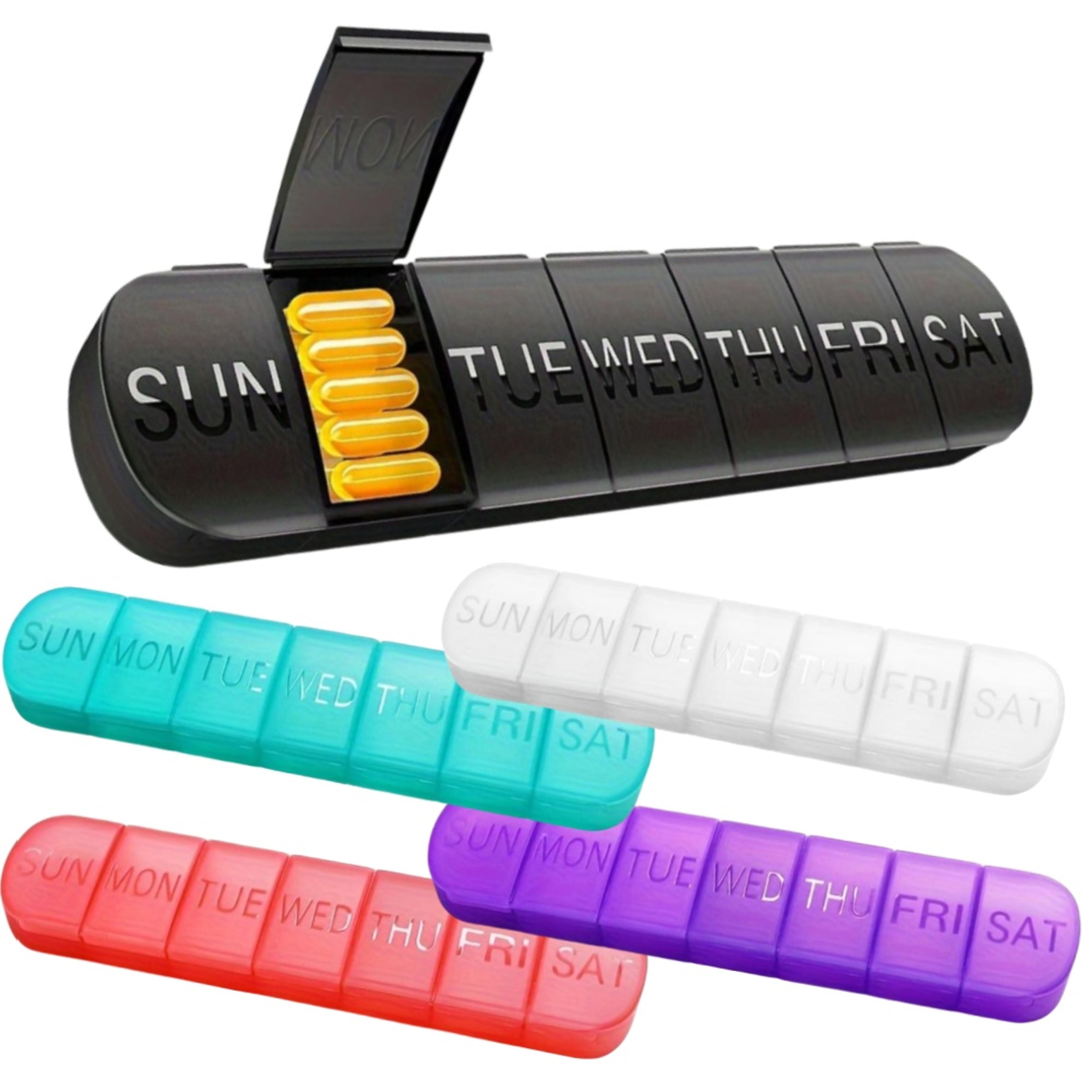 portable 7-day pill organizer with large capacity sealed compartments