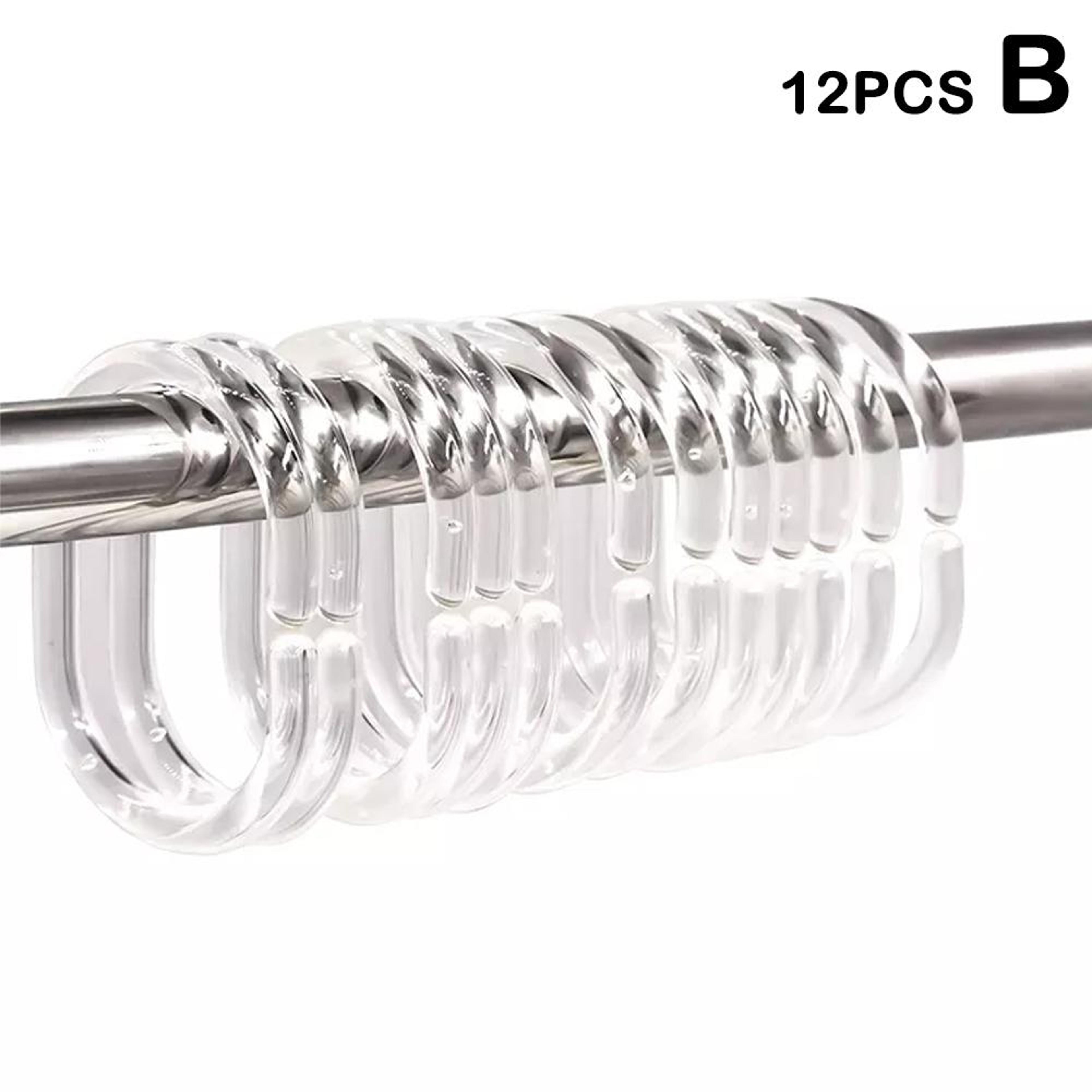 12 piece plastic c type shower curtain hooks smooth glide replacement set
