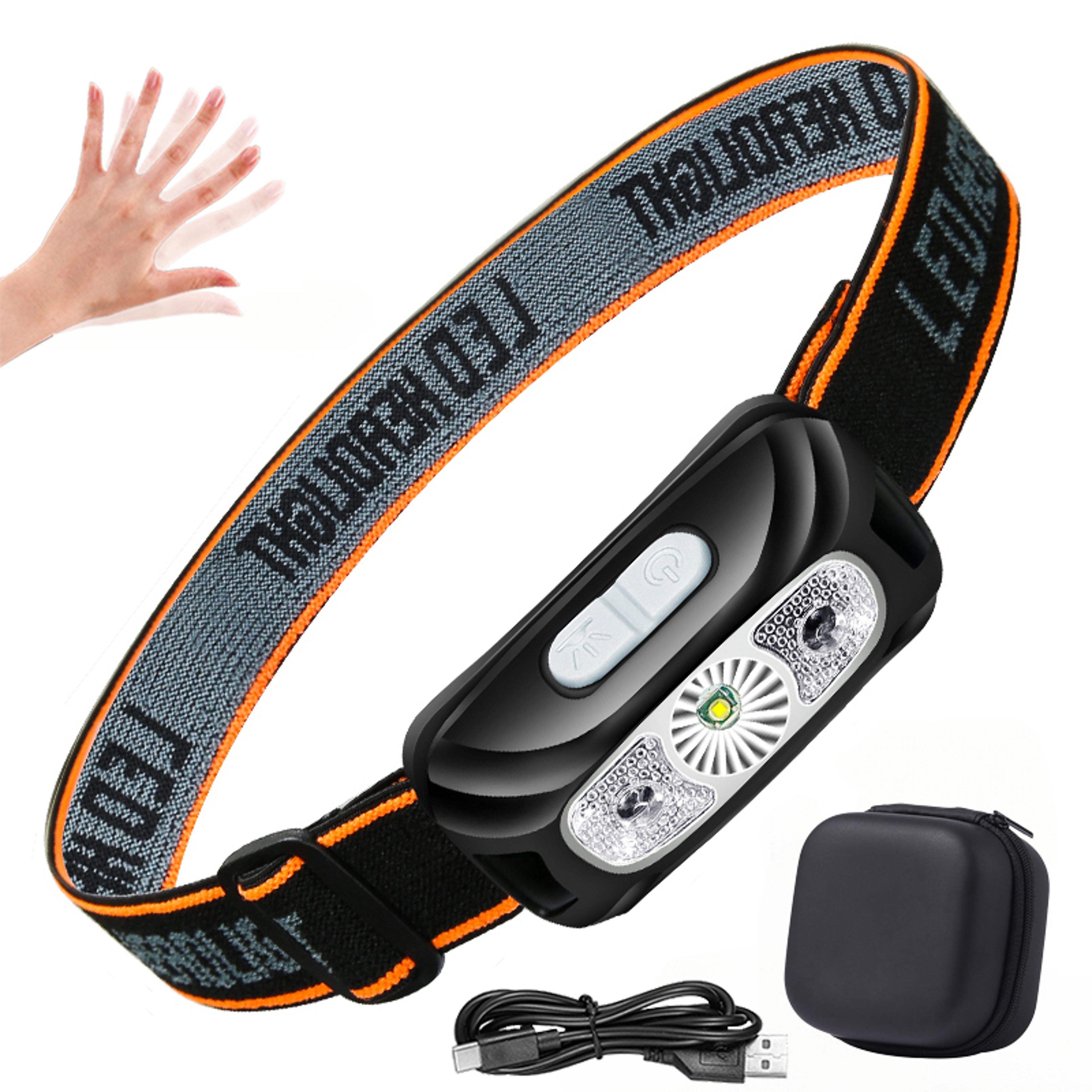 rechargeable sensor led headlamp with usb charging and adjustable headband