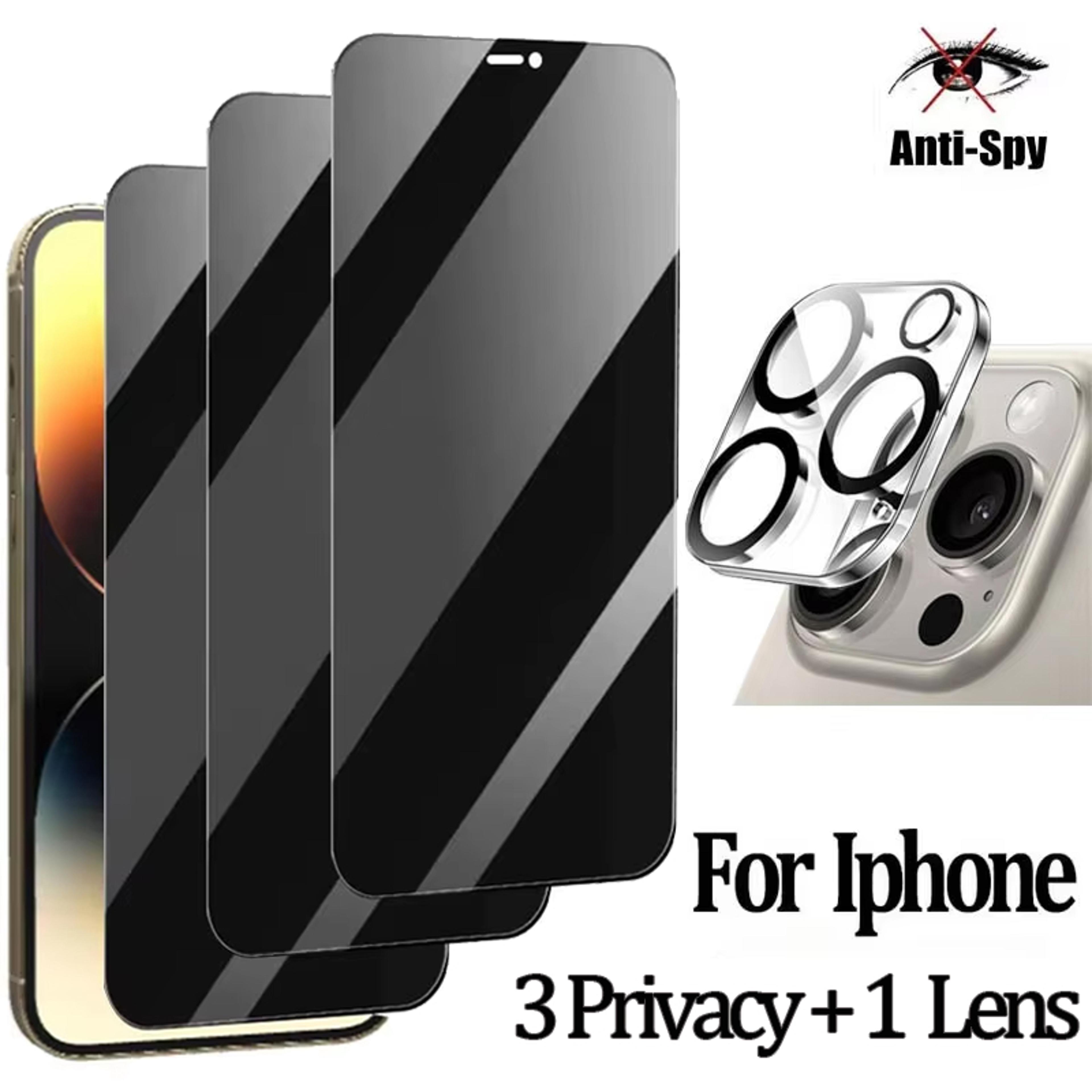 privacy tempered glass screen protector with lens film for iphone 11 to 18 series