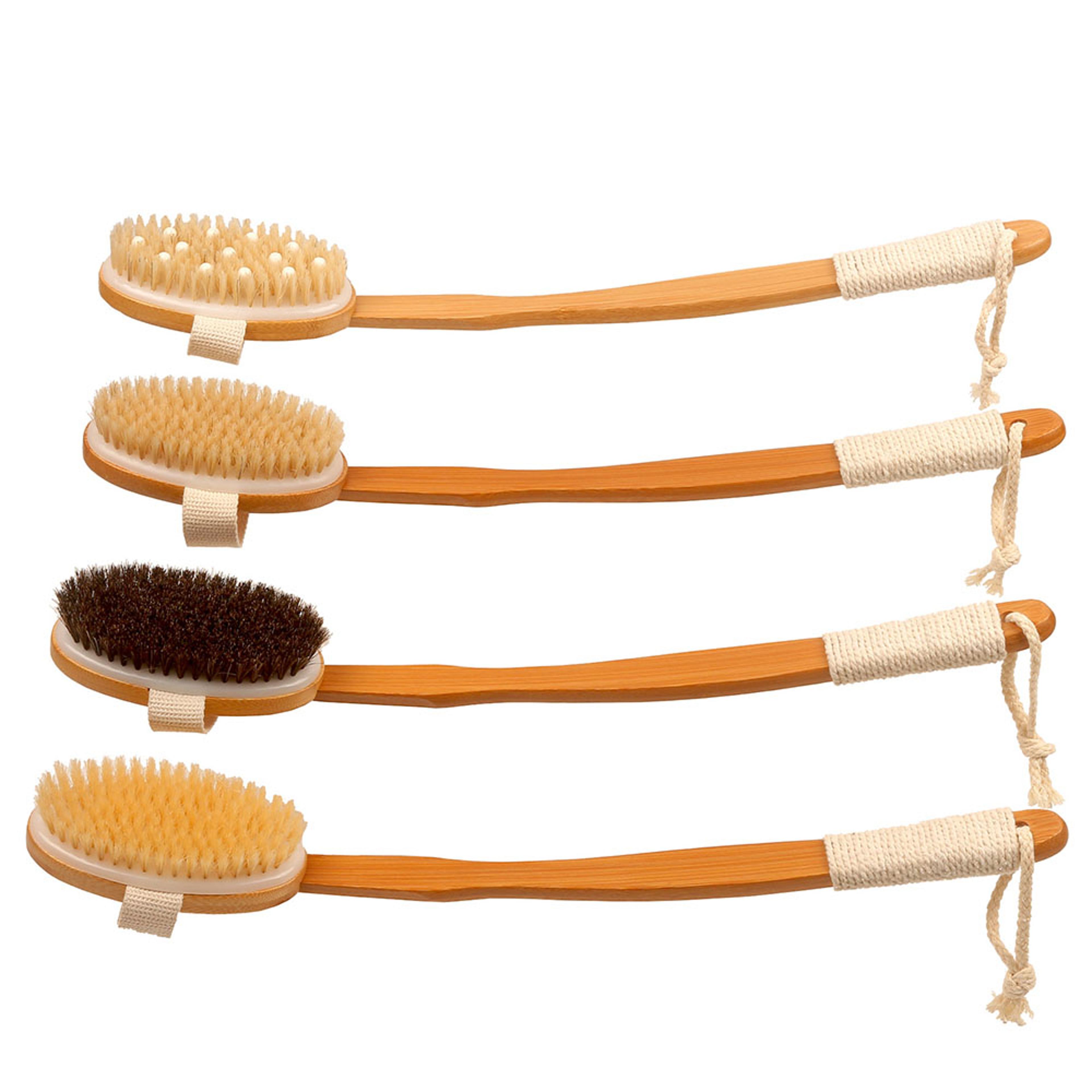 long handle bath brush with 18.9 inch curved foldable handle for back scrubbing and massage
