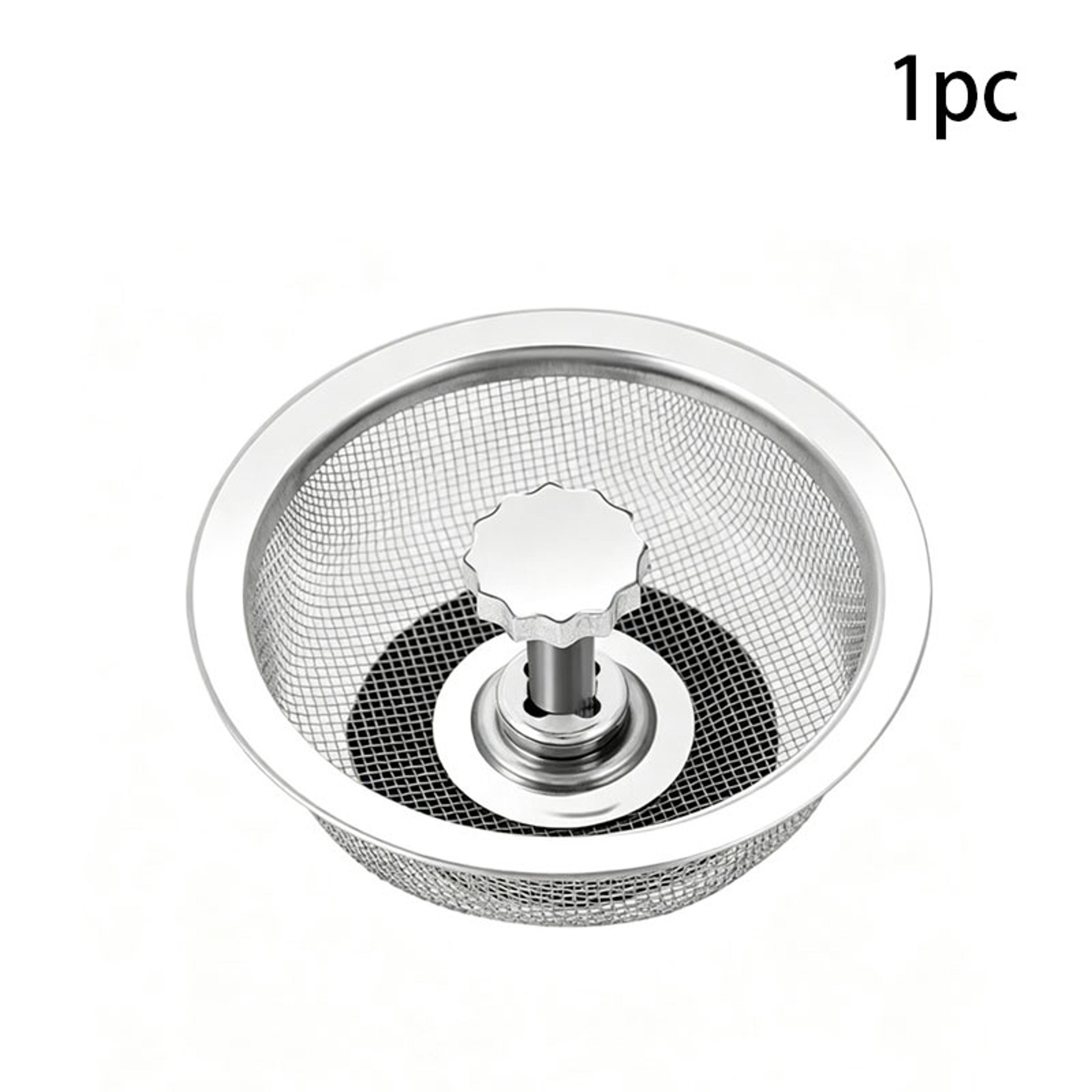 2 set kitchen sink strainer with handle and stopper stainless steel mesh drain basket