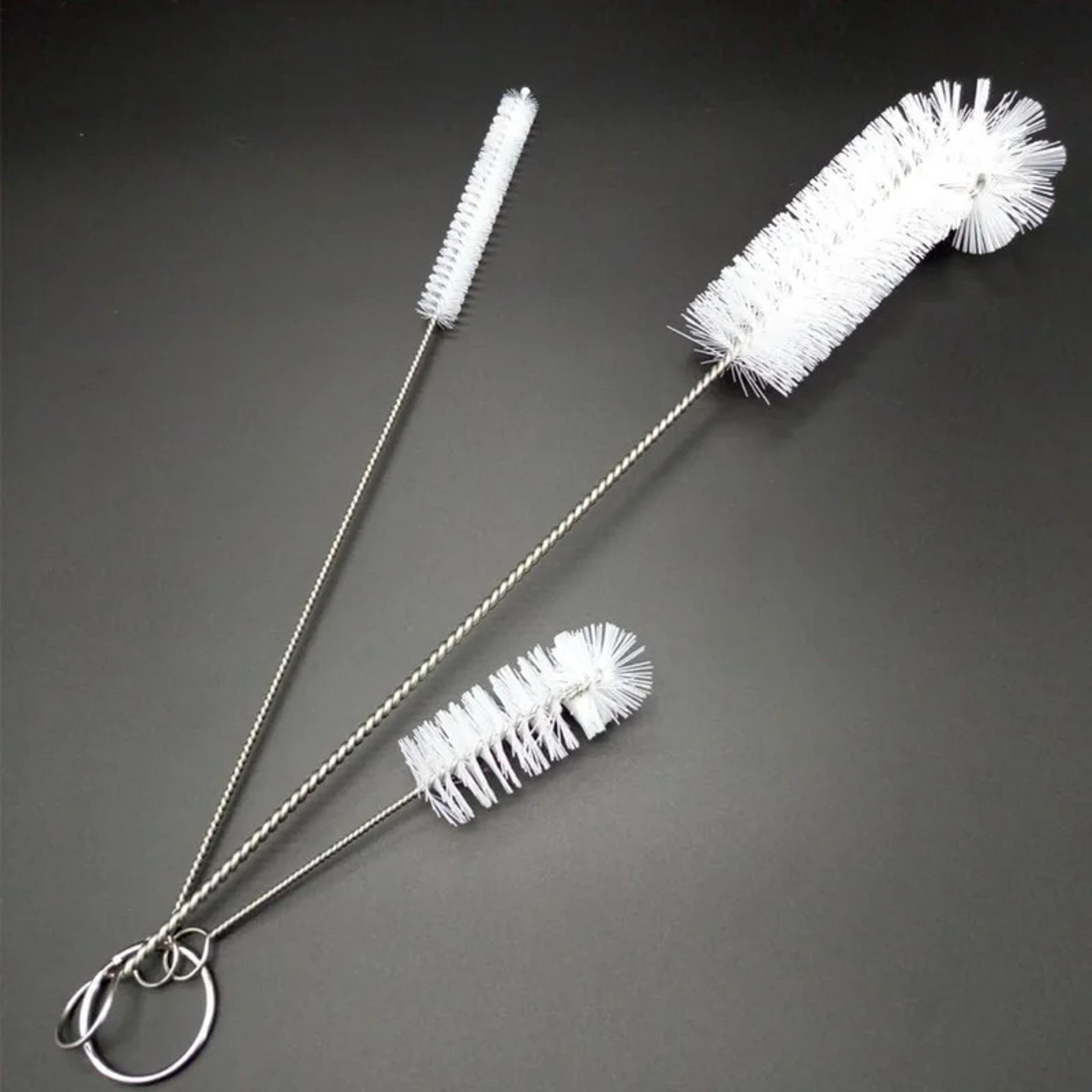 3 piece stainless steel bottle cleaning brush set for kitchen tubes and pipelines