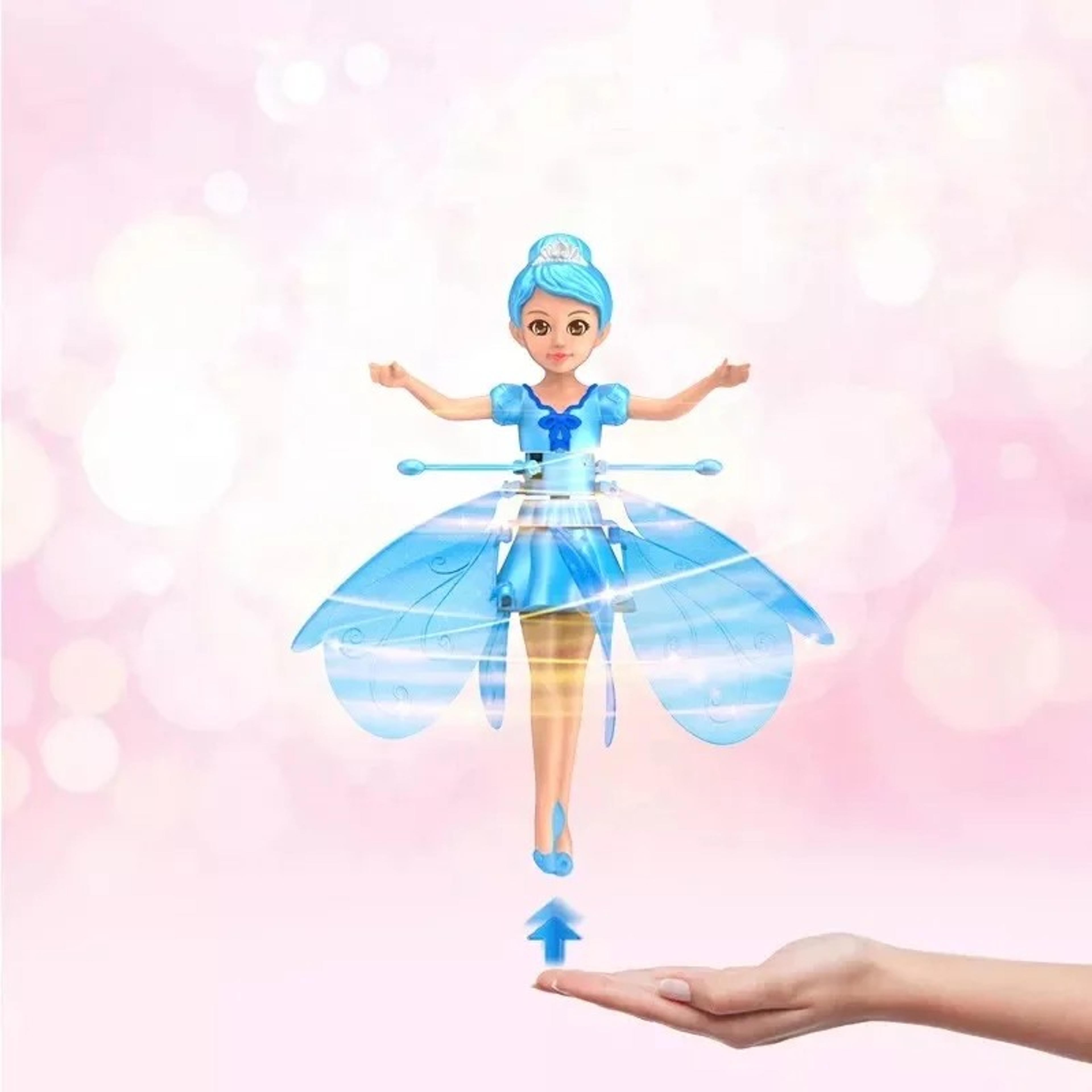 flying doll toy with gesture sensor – rotating led light-up helicopter toy for kids