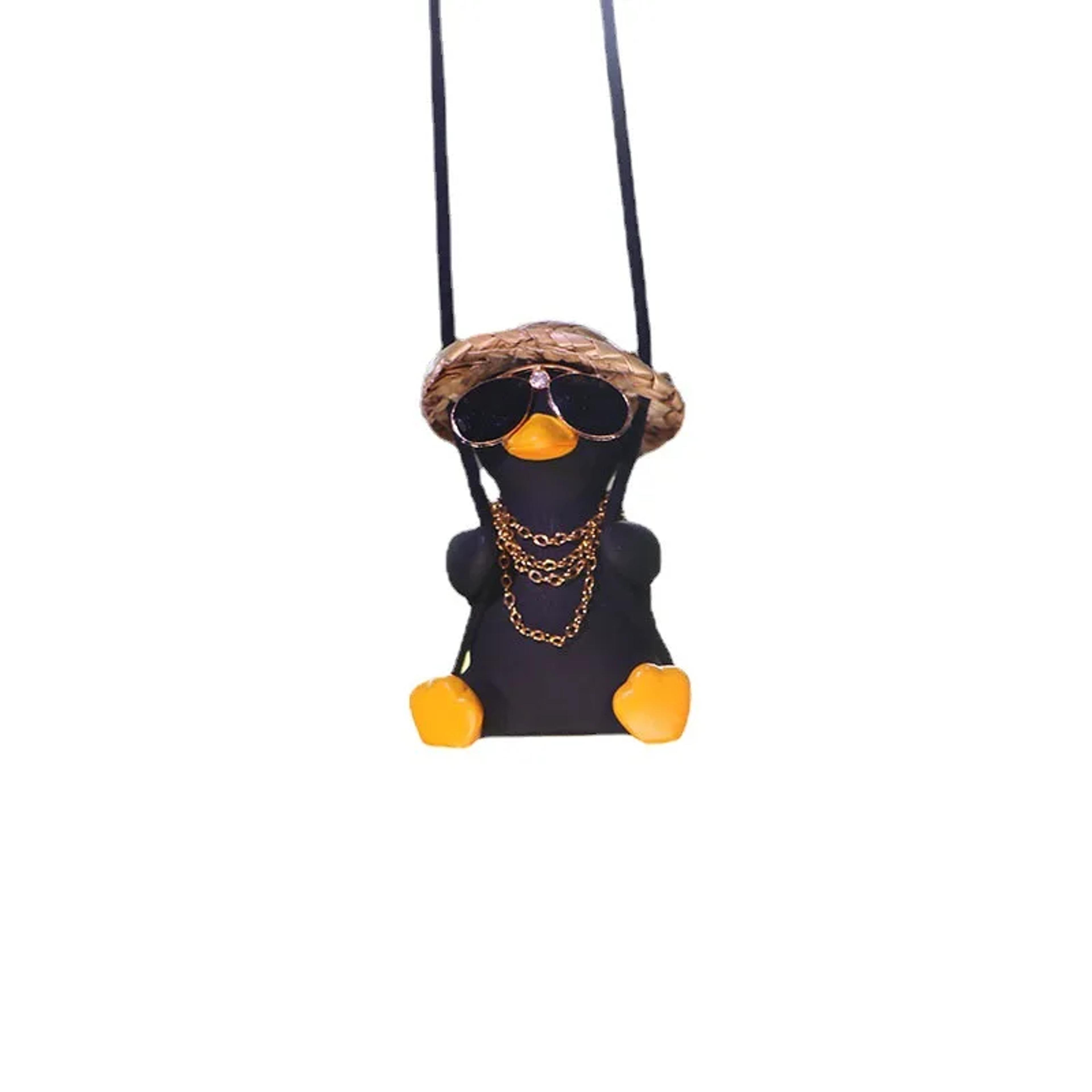 cute swinging duck car hanging ornament – black gypsum car charm decoration