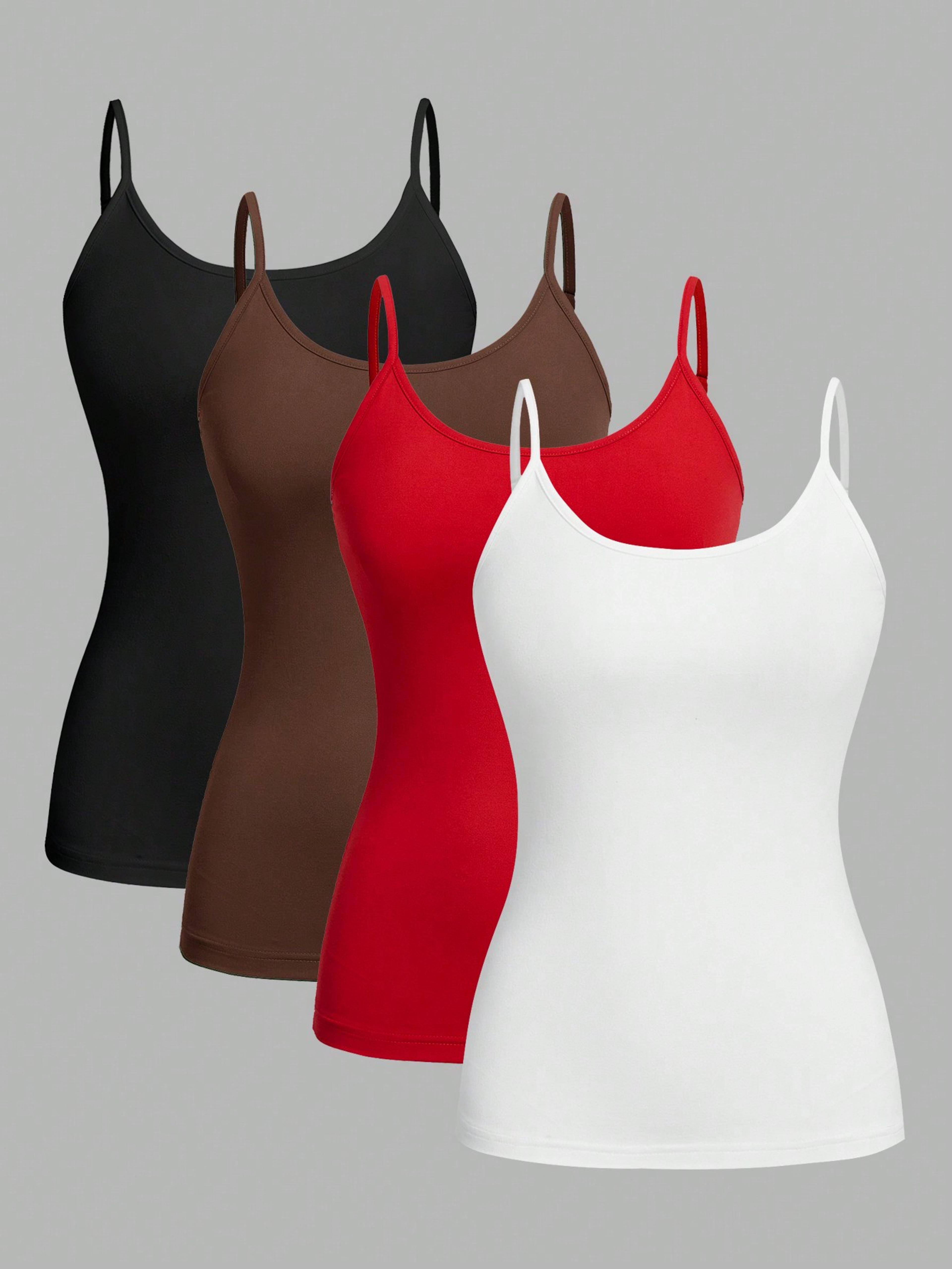 women's camisole tank tops 4-pack – solid color sleeveless stretch tops