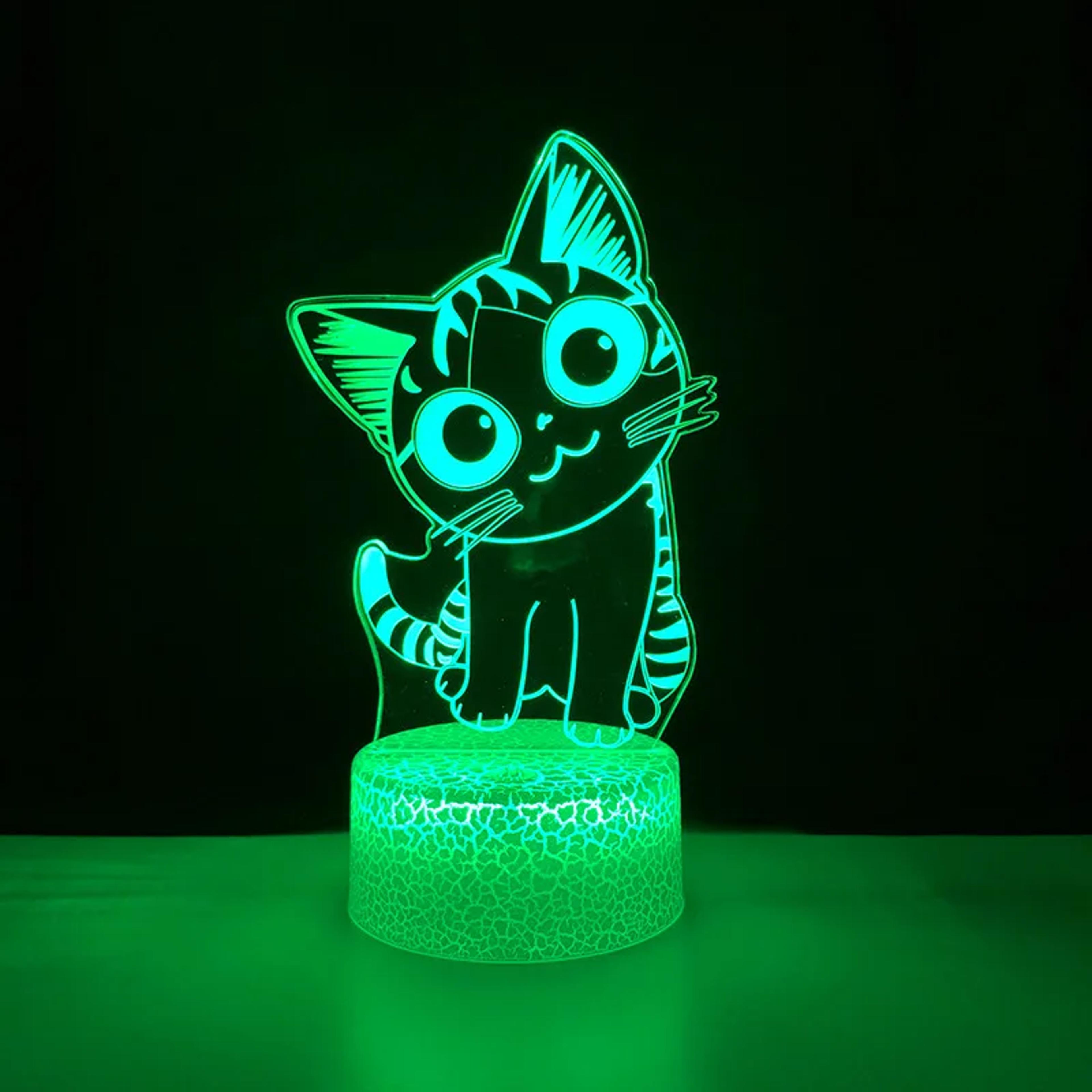 3d cat night light for kids – color changing led bedroom lamp with touch control
