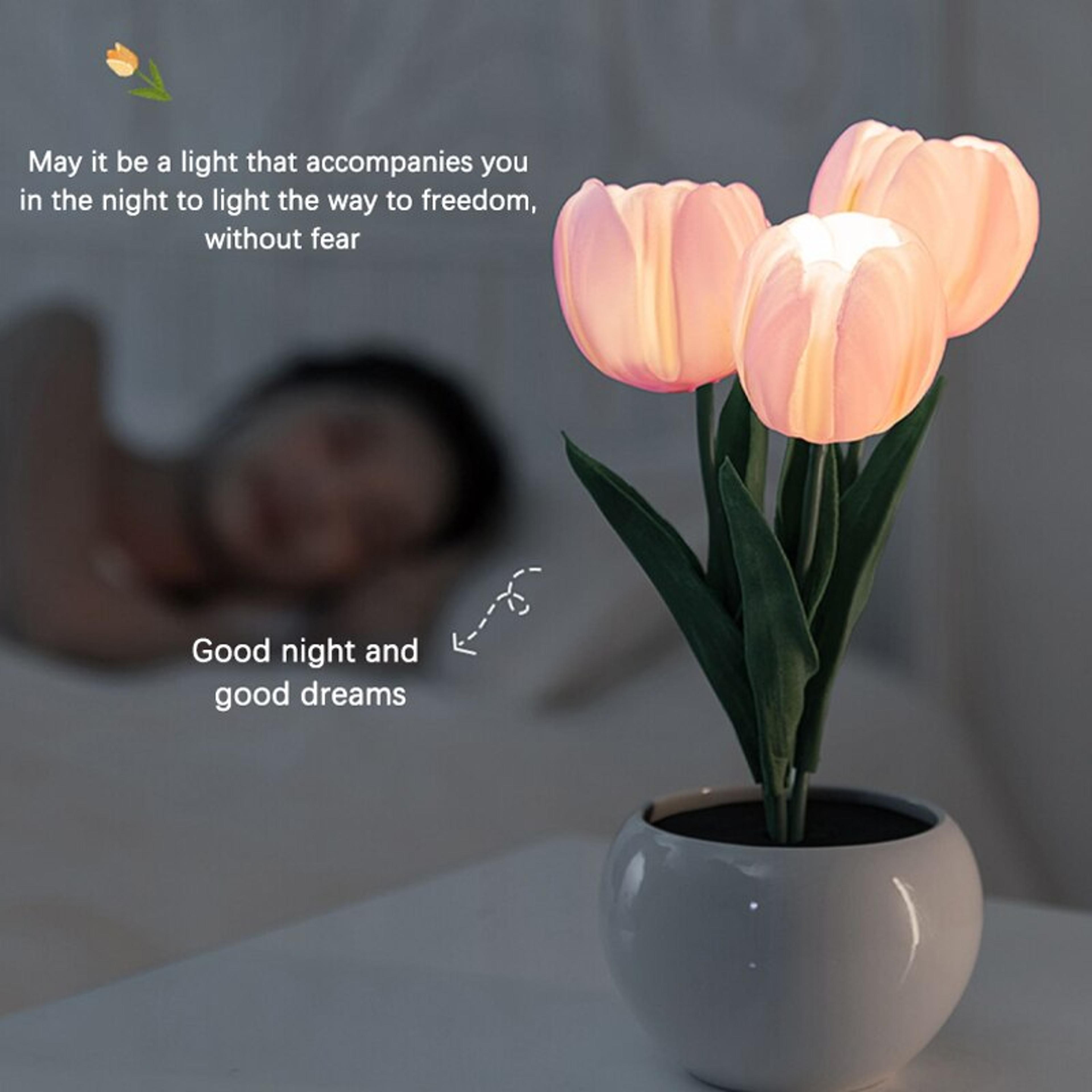 LED Tulip Table Lamp With Warm Light For Romantic Bedroom Decor 4