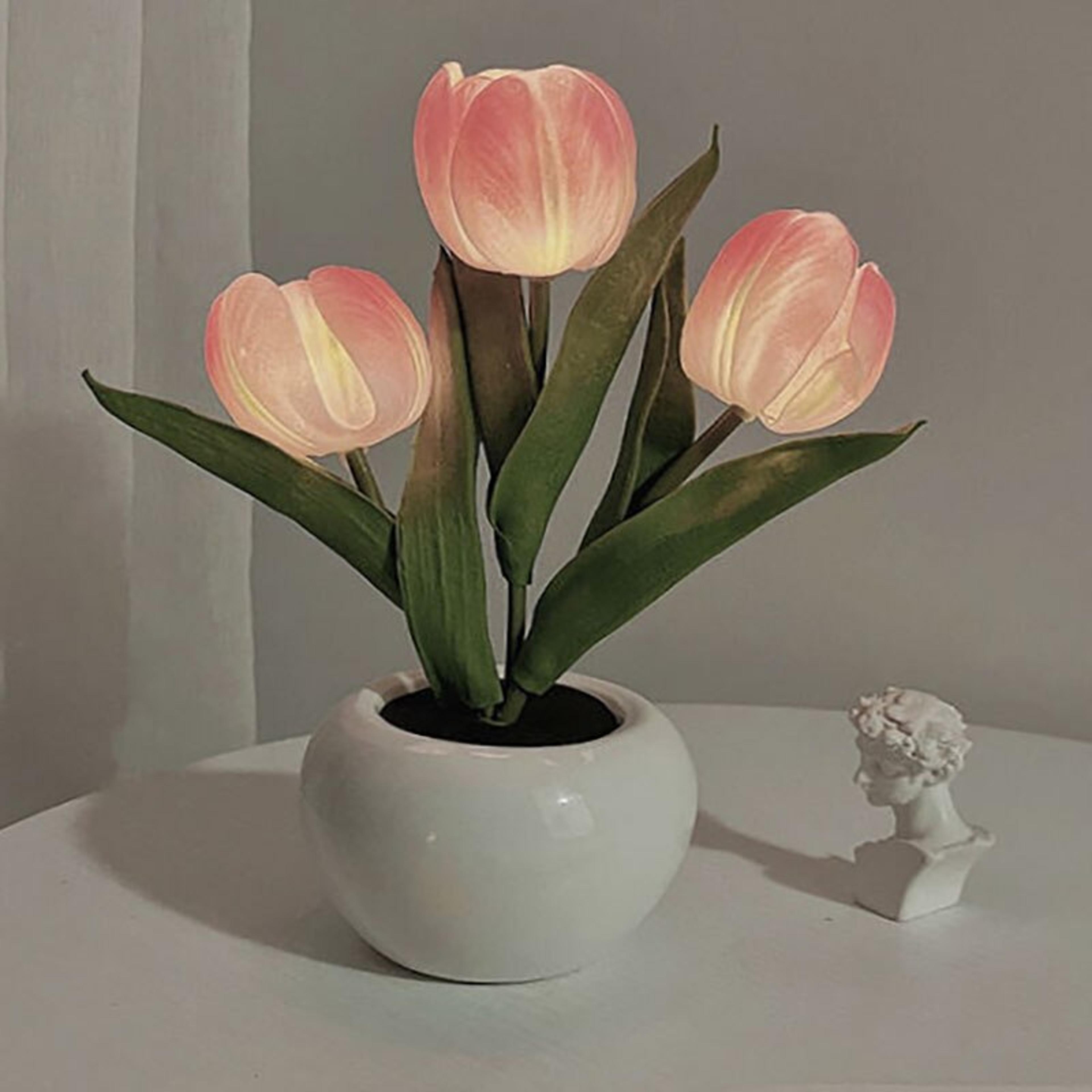 LED Tulip Table Lamp With Warm Light For Romantic Bedroom Decor 8