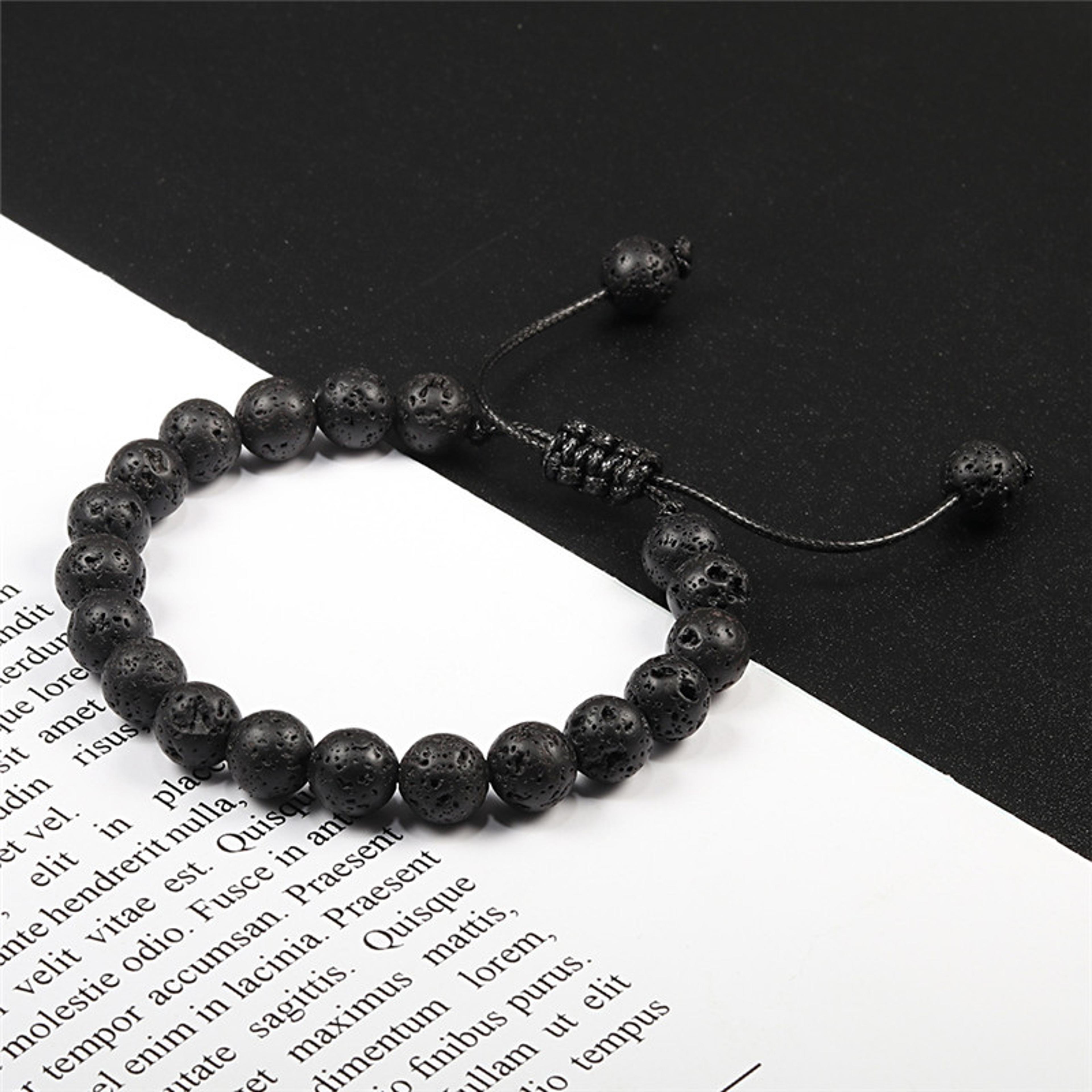 Adjustable Couples Bracelets With 8mm Beads And Braided Macrame Design 3