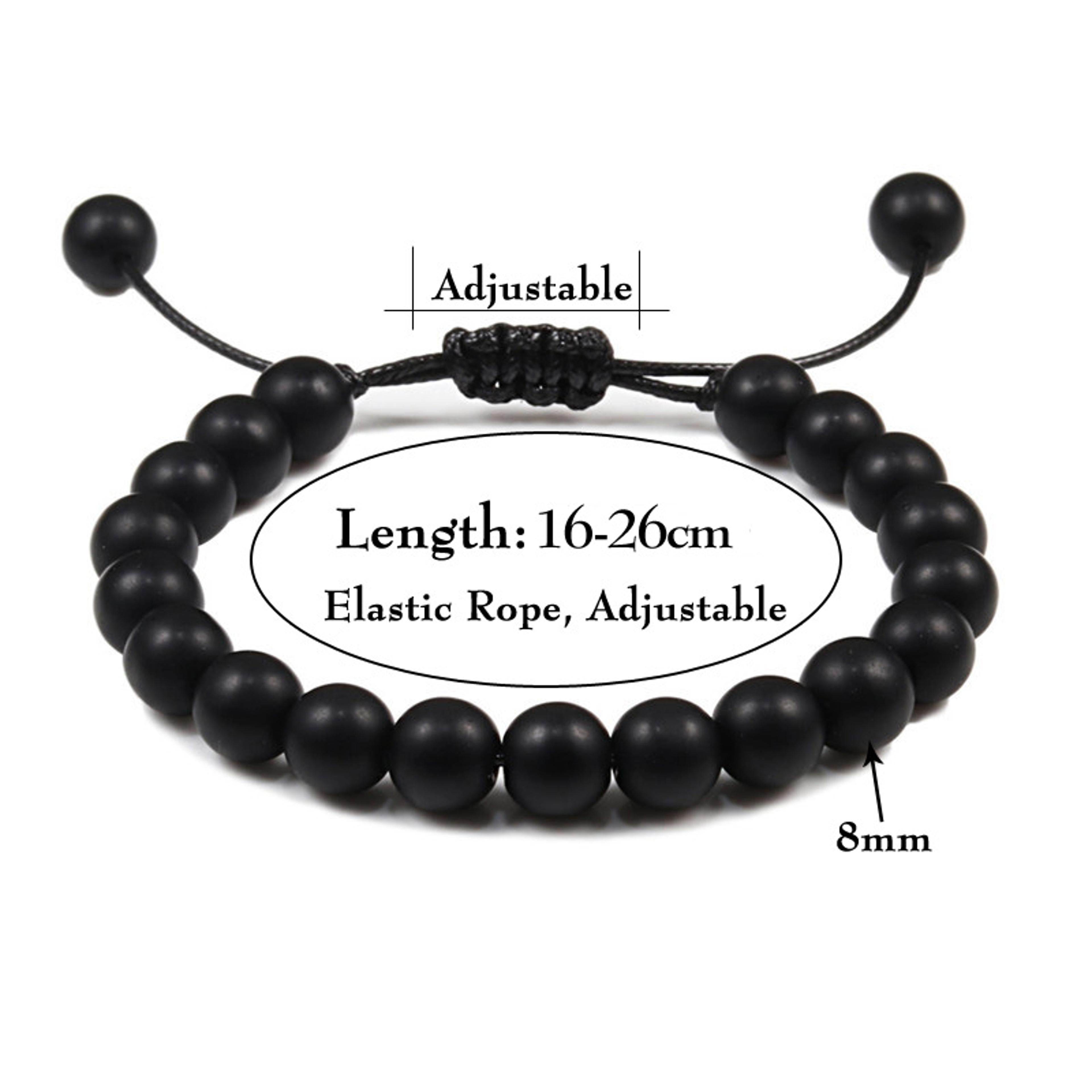 Adjustable Couples Bracelets With 8mm Beads And Braided Macrame Design 6