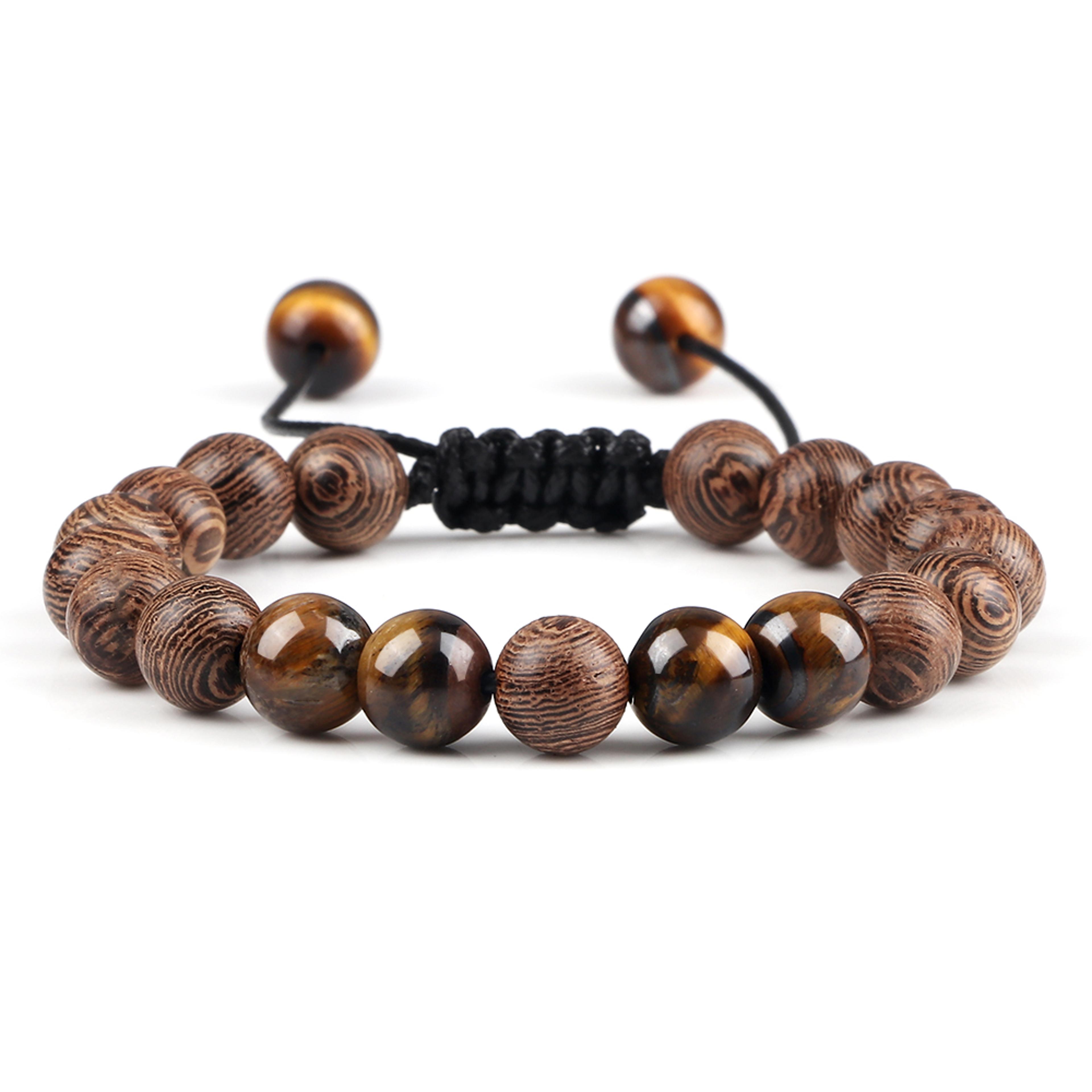 Adjustable Couples Bracelets With 8mm Beads And Braided Macrame Design 23
