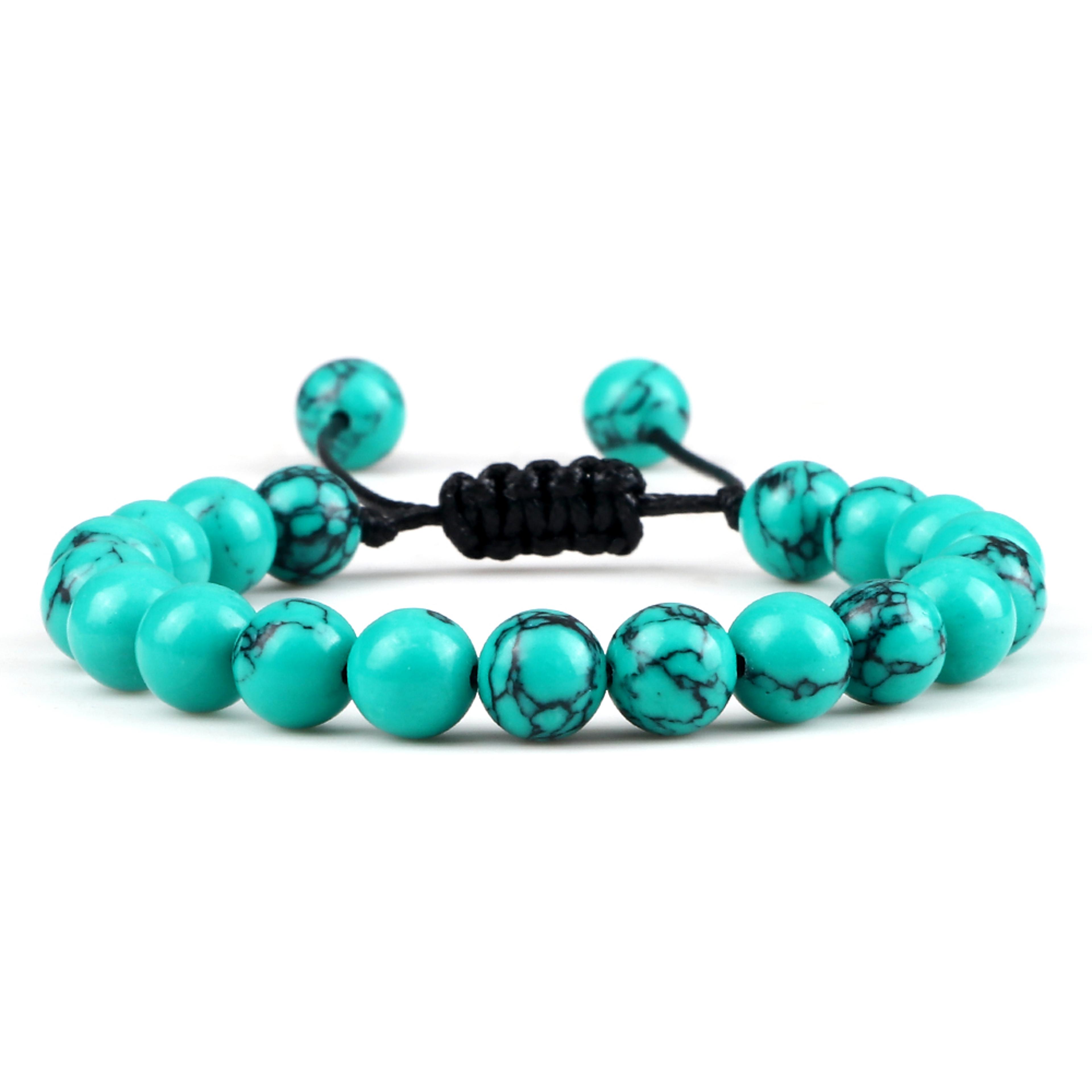 Adjustable Couples Bracelets With 8mm Beads And Braided Macrame Design 28