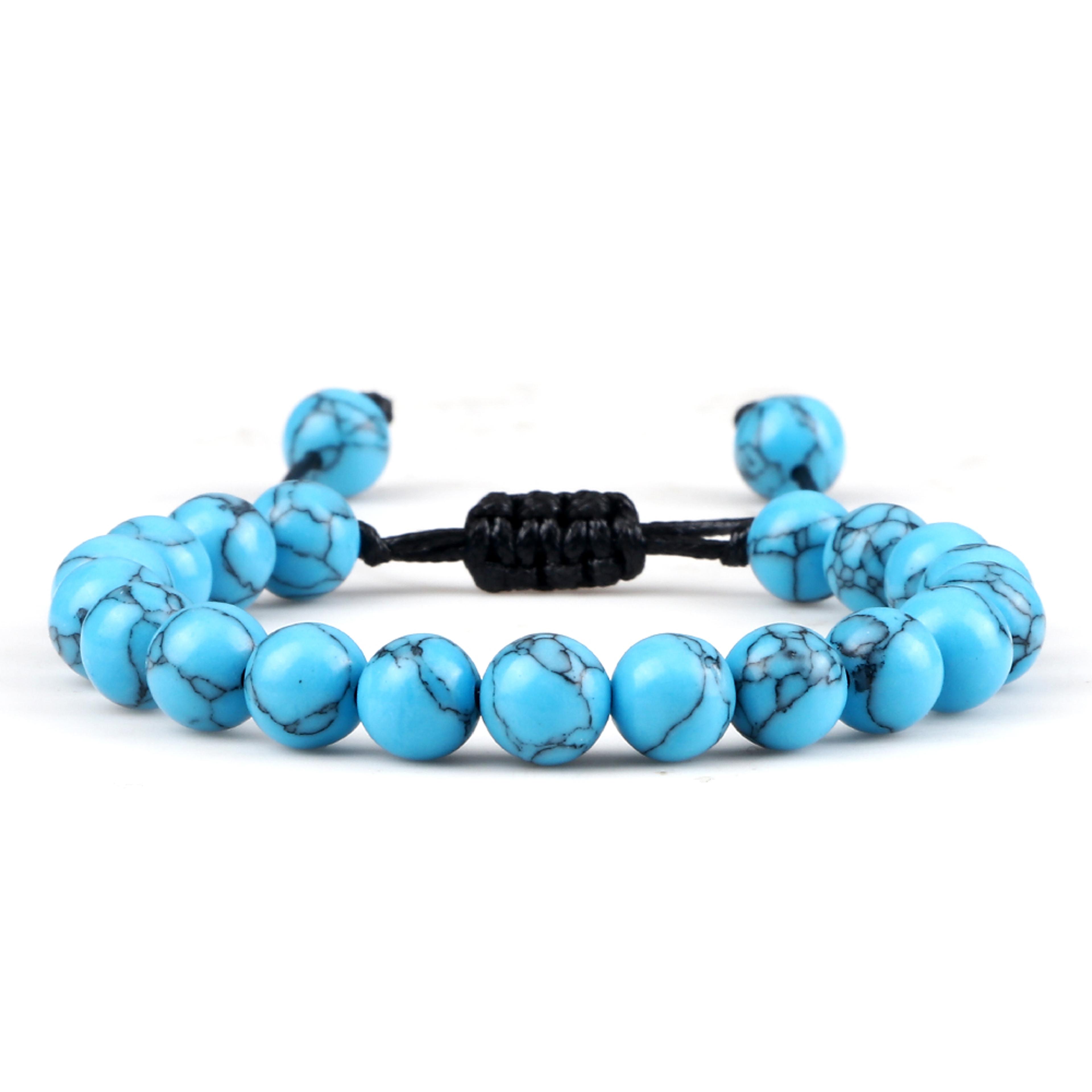 Adjustable Couples Bracelets With 8mm Beads And Braided Macrame Design 30