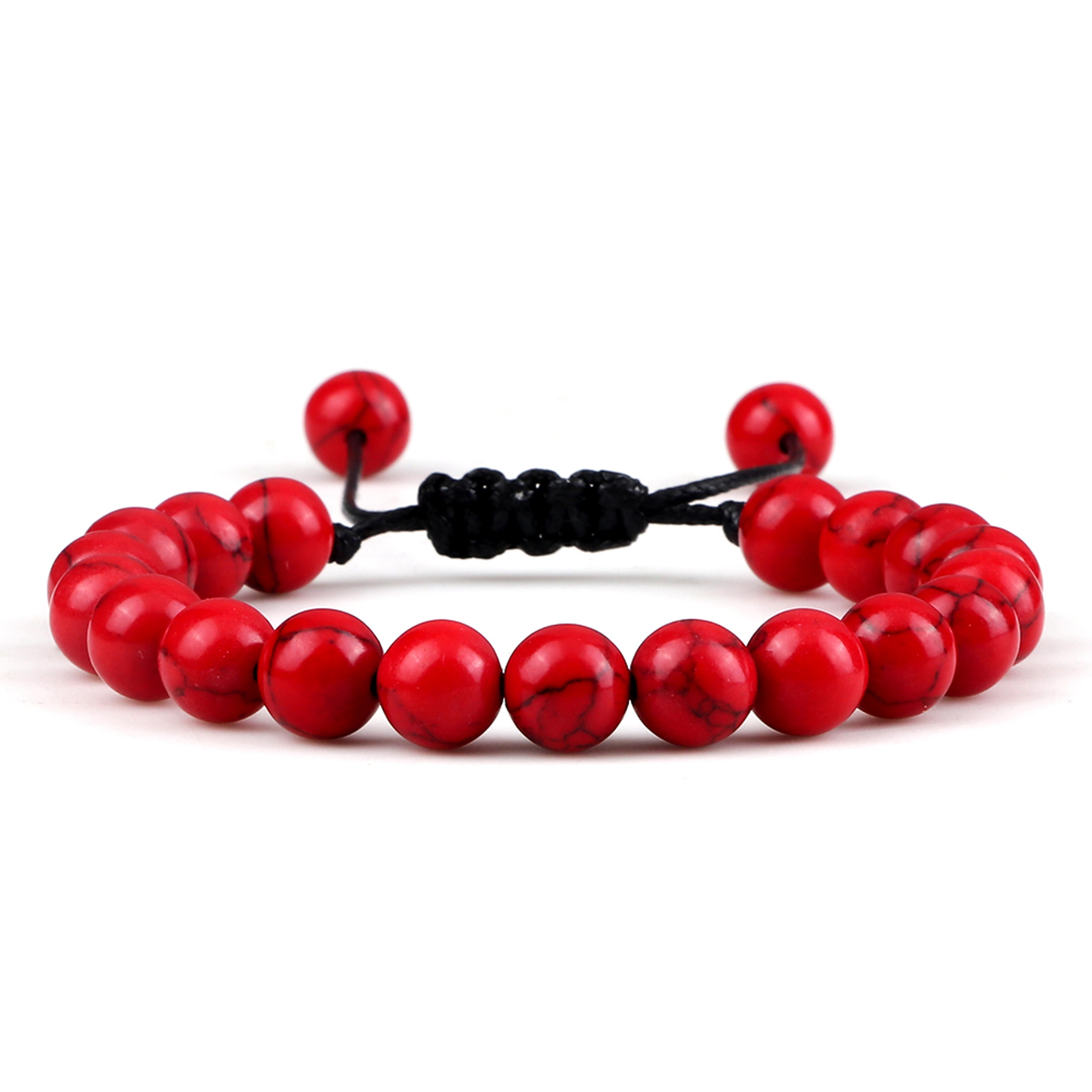 Adjustable Couples Bracelets With 8mm Beads And Braided Macrame Design 29