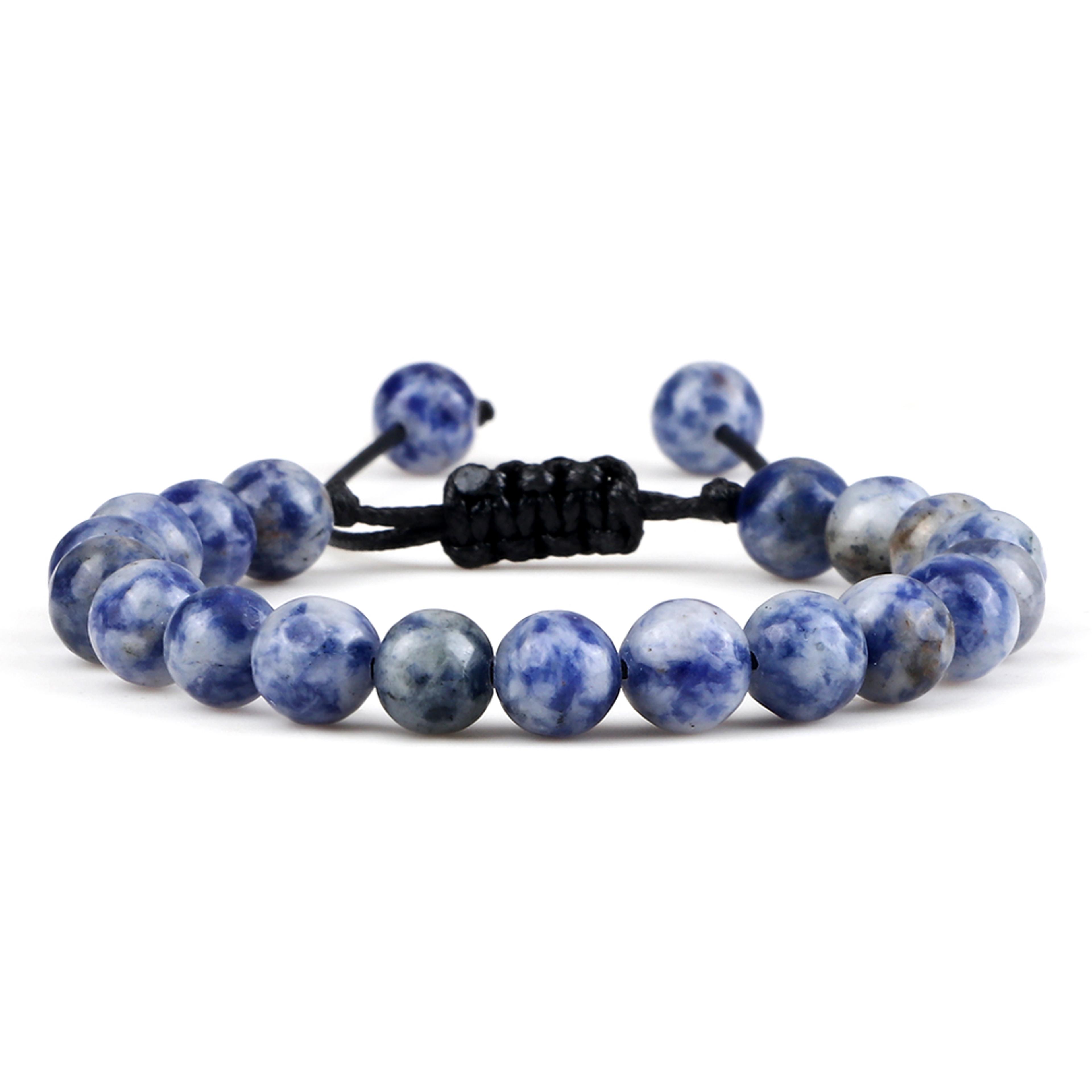 Adjustable Couples Bracelets With 8mm Beads And Braided Macrame Design 32