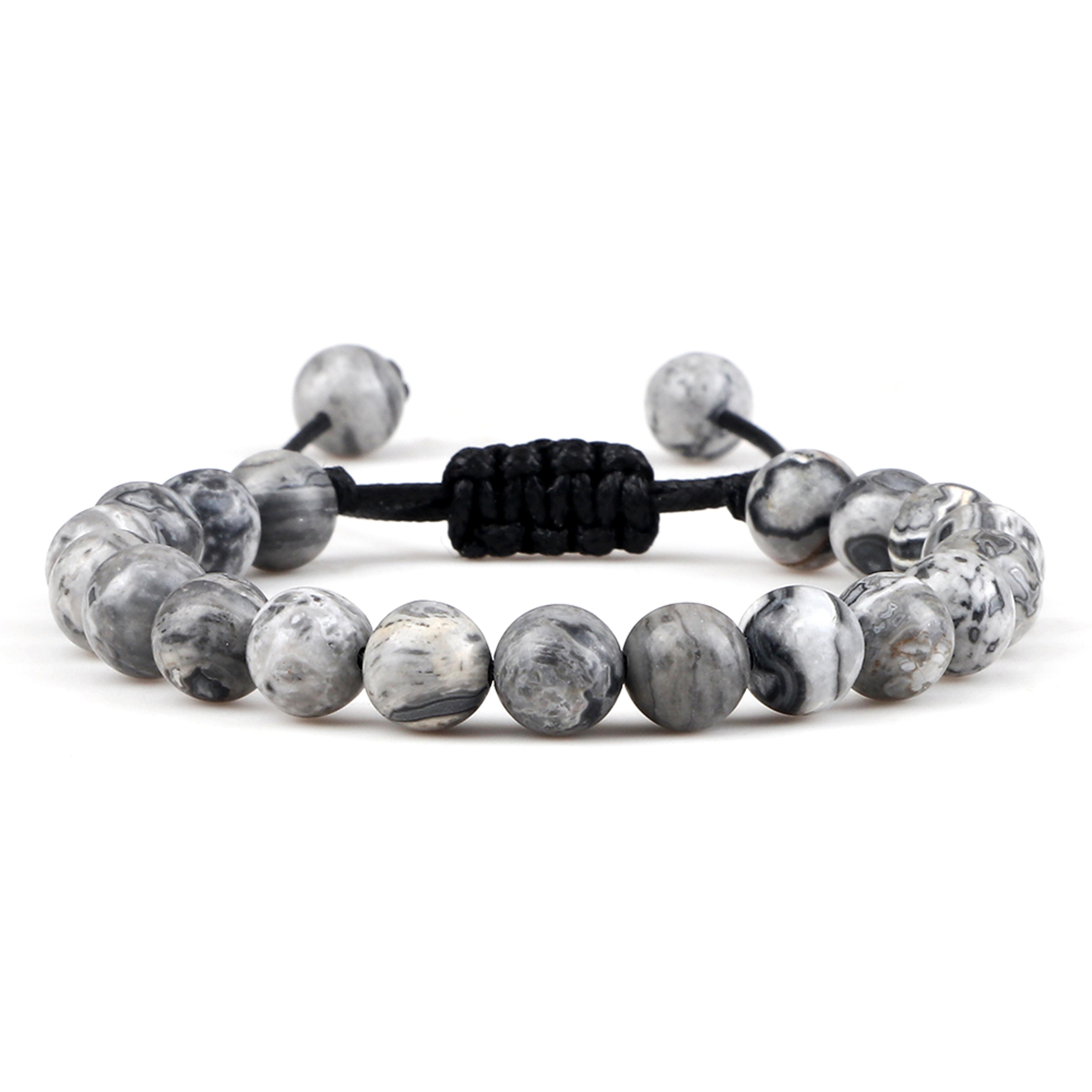 Adjustable Couples Bracelets With 8mm Beads And Braided Macrame Design 33