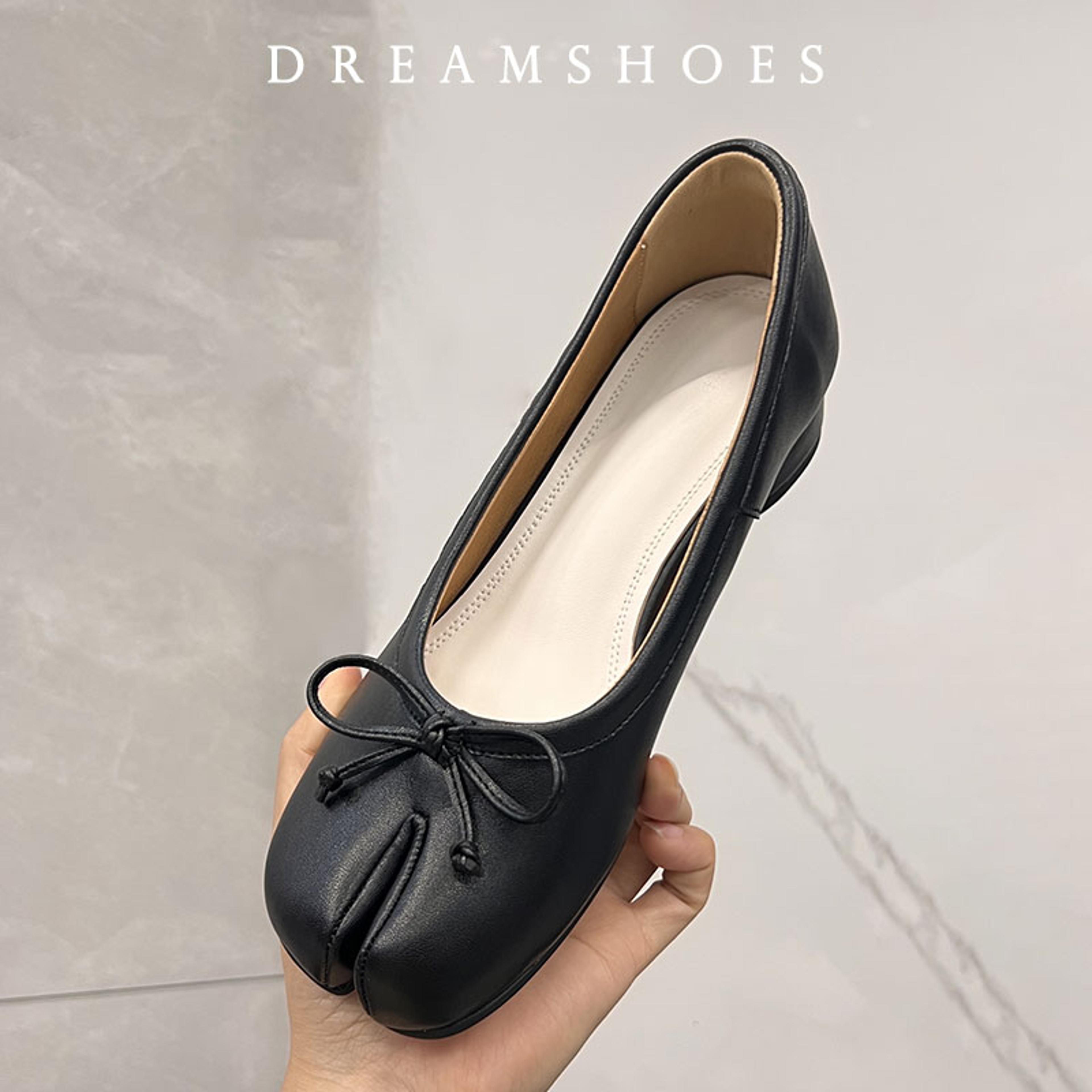 Womens Split Toe Ballet Flats With Bow Detail And SlipOn Design 1