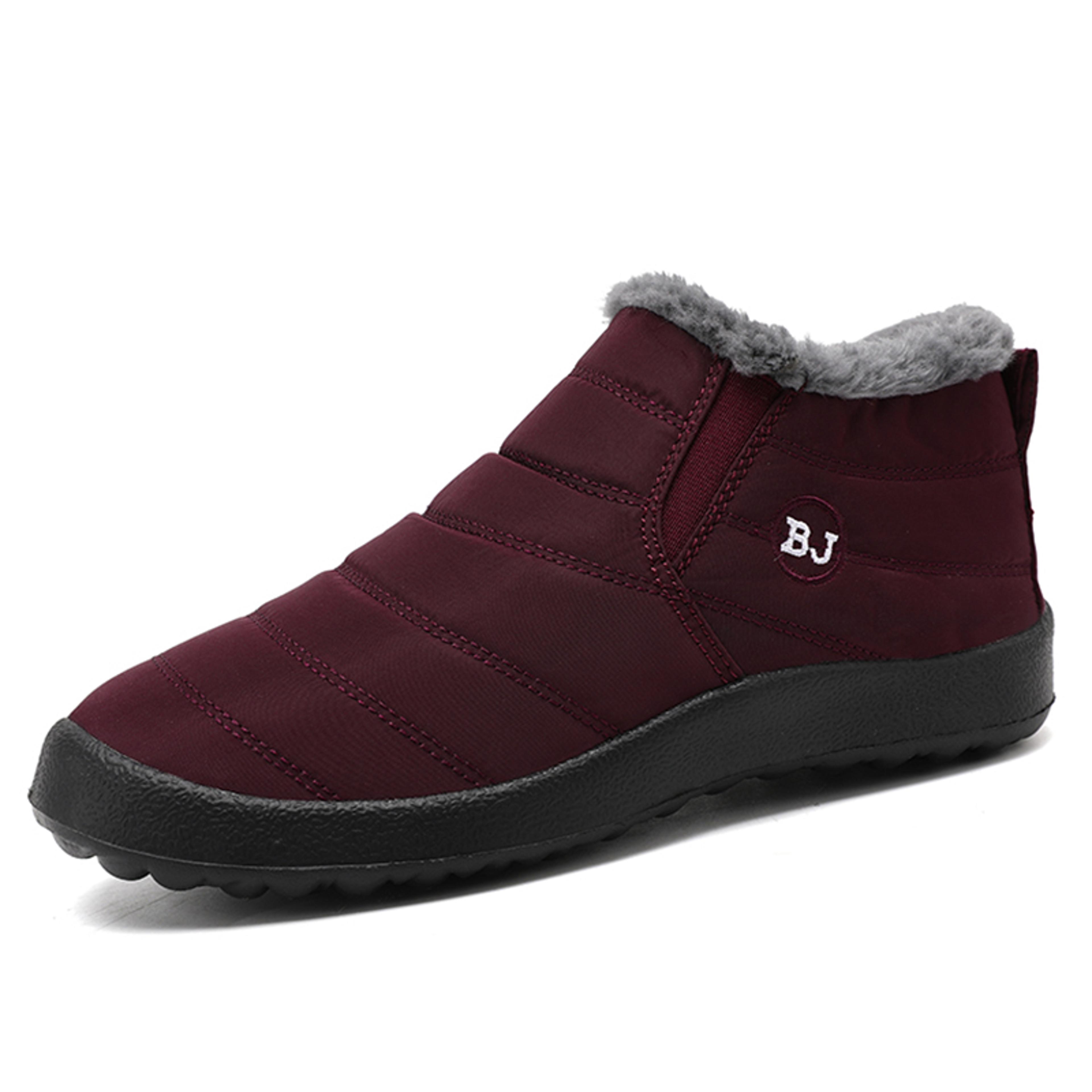 women's winter snow boots with plush lining and low wedge heel