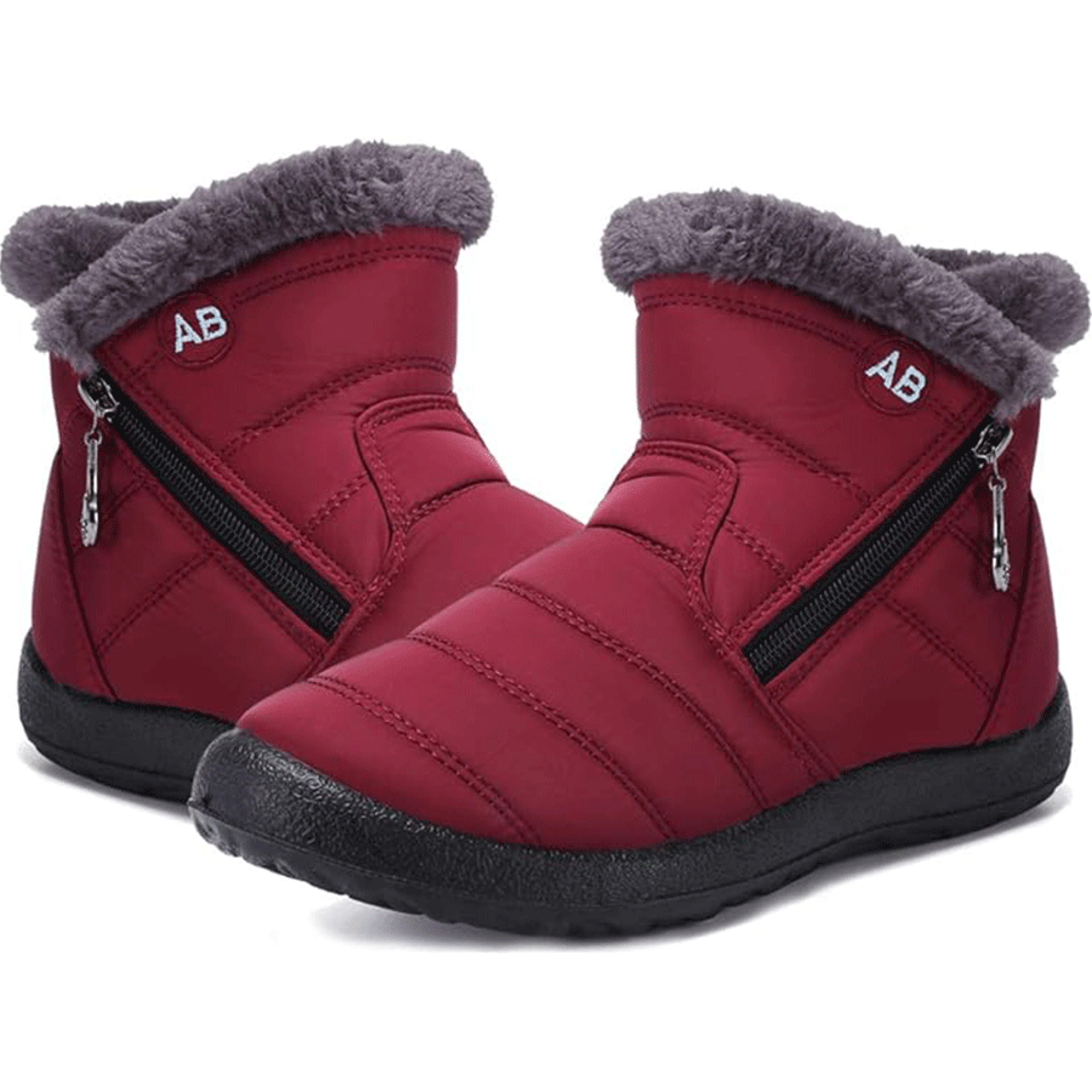 women's waterproof winter snow boots with warm flannel lining and side zipper
