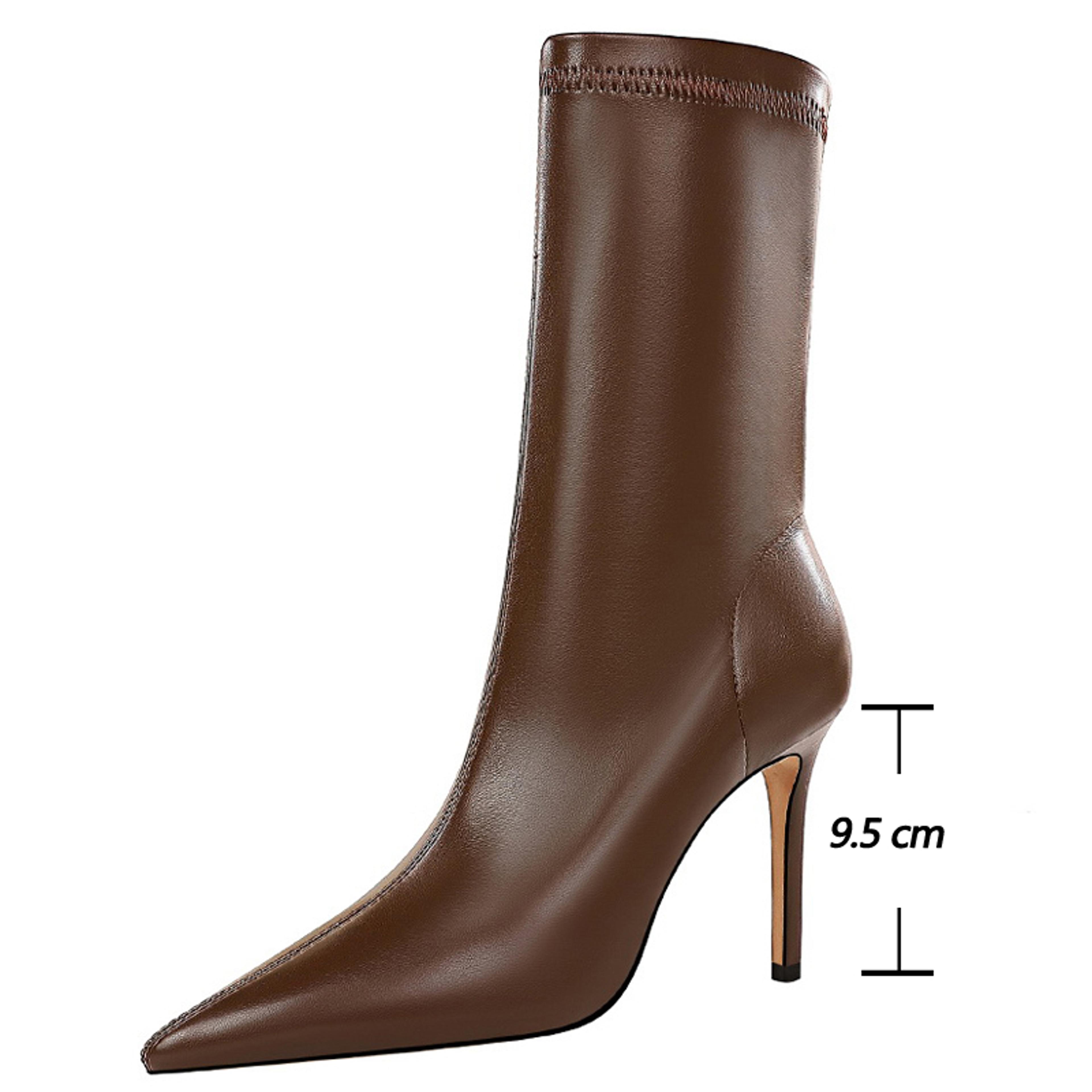 Womens Pointed Toe Ankle Boots With Stiletto Heels And SlipOn Design 6