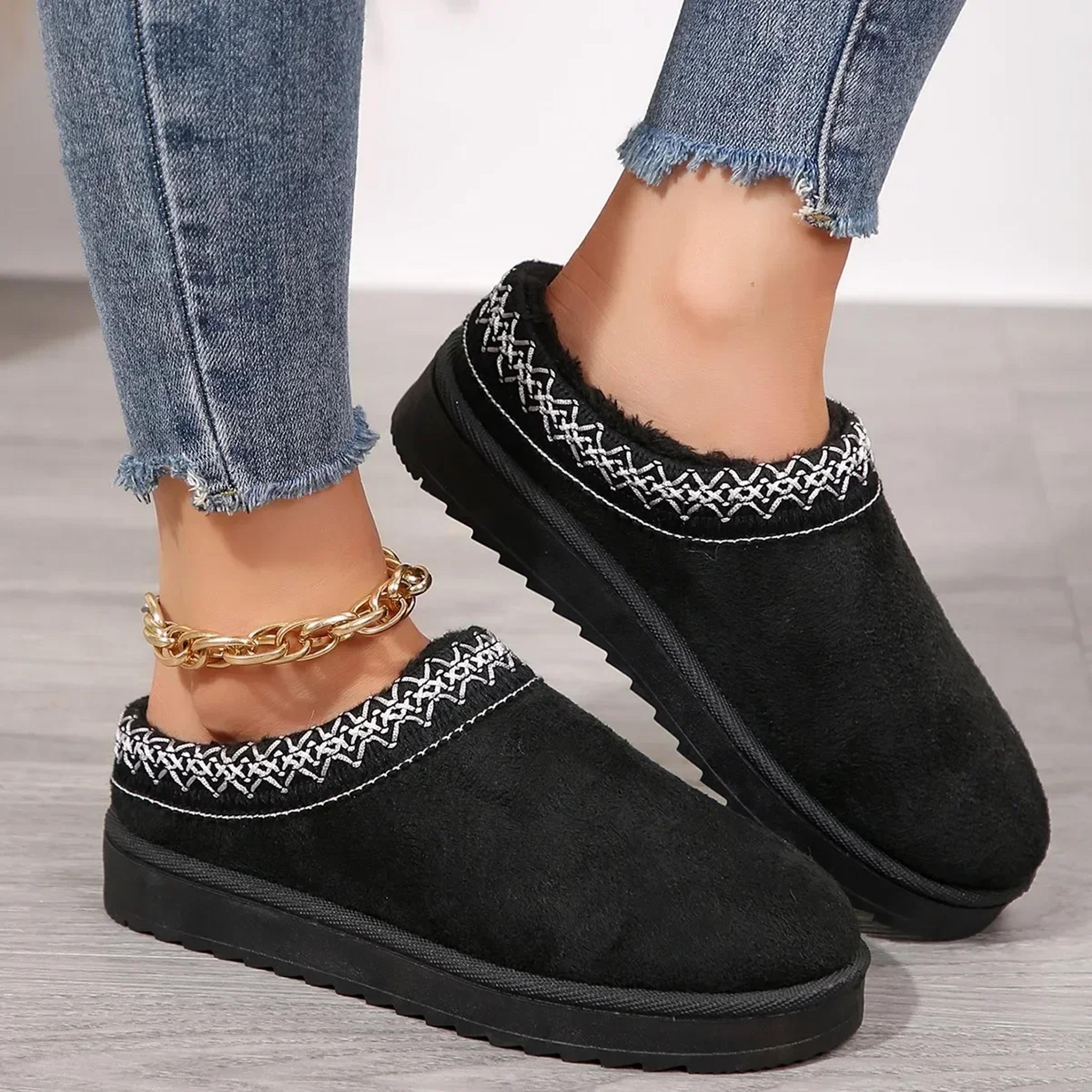 Womens Winter Ankle Snow Boots With Plush Lining And Faux Suede Upper 6