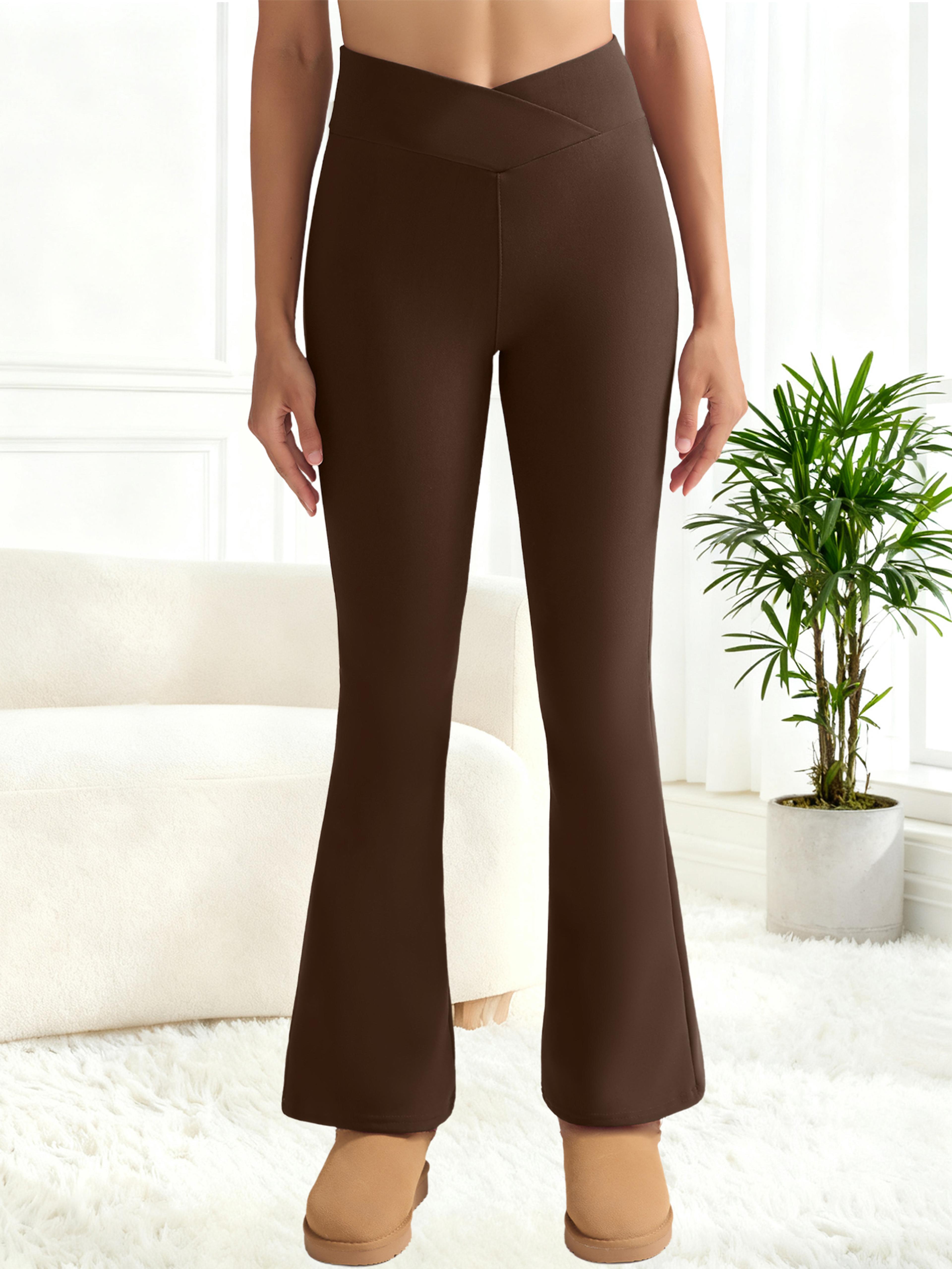 Womens HighWaisted FleeceLined Flared Leggings For Winter 14